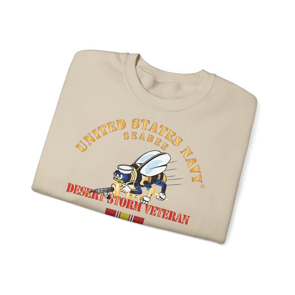 Unisex Heavy Blend™ Crewneck Sweatshirt - Navy - Seabee - Desert Storm Veteran