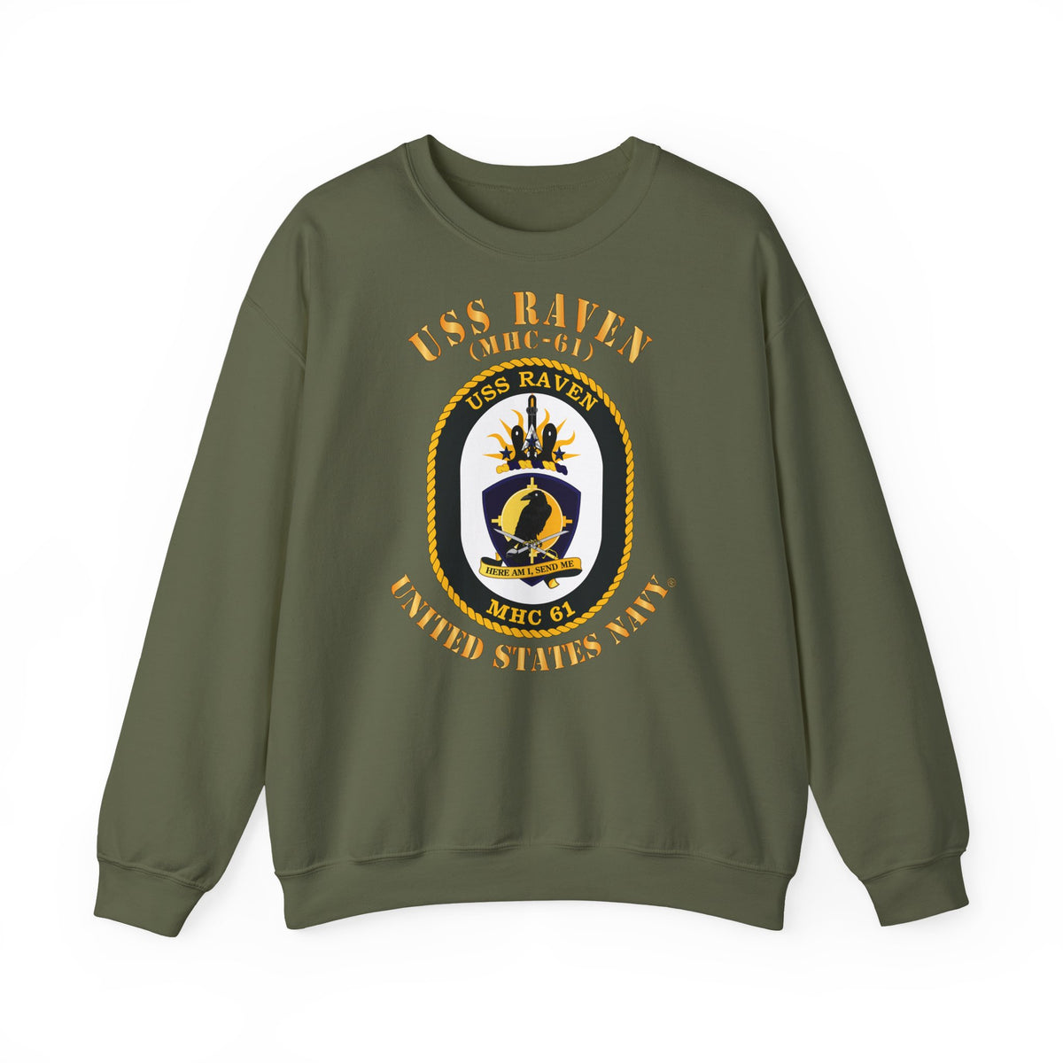 Unisex Heavy Blend™ Crewneck Sweatshirt - Navy - USS Raven (MHC-61)