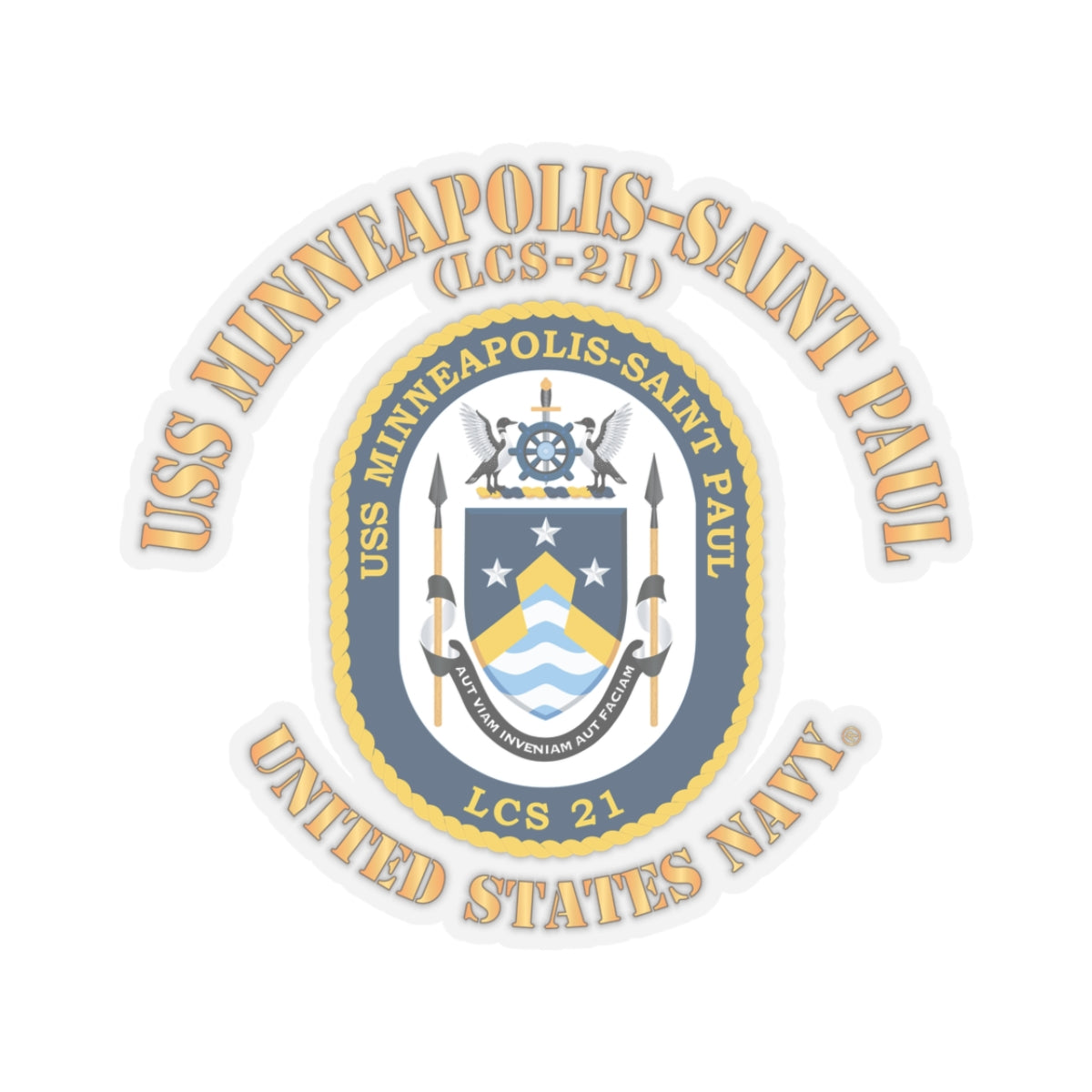 Kiss-Cut Stickers - Navy - USS Minneapolis–Saint Paul (LCS-21)