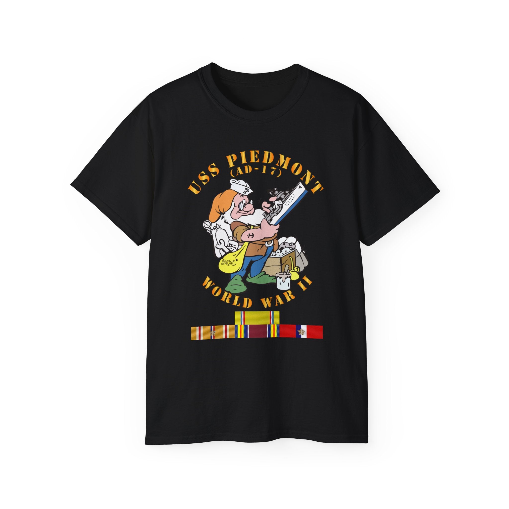 Unisex Ultra Cotton T-Shirt - Navy - USS Piedmont (AD-17) w PAC SVC WWII
