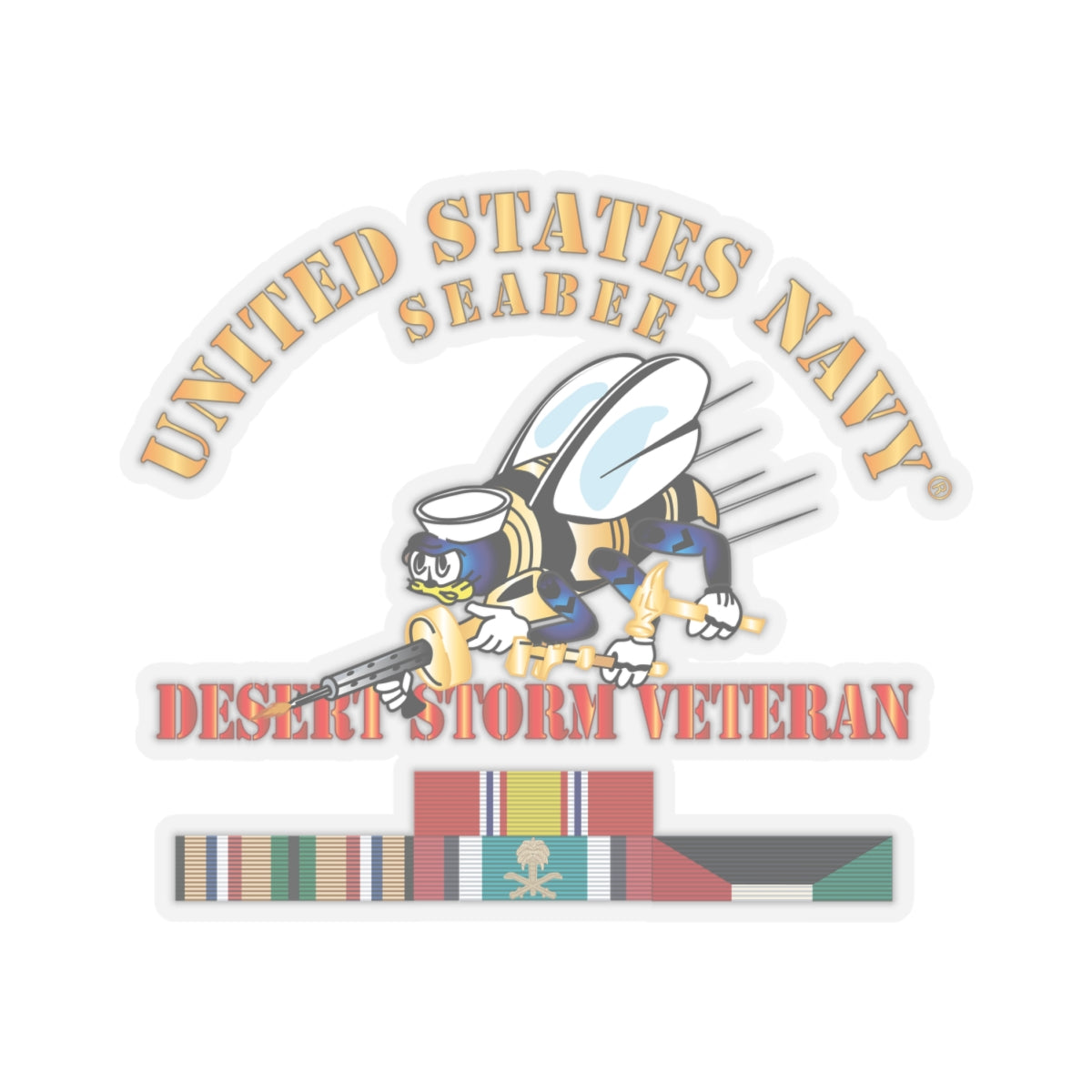 Kiss-Cut Stickers - Navy - Seabee - Desert Storm Veteran