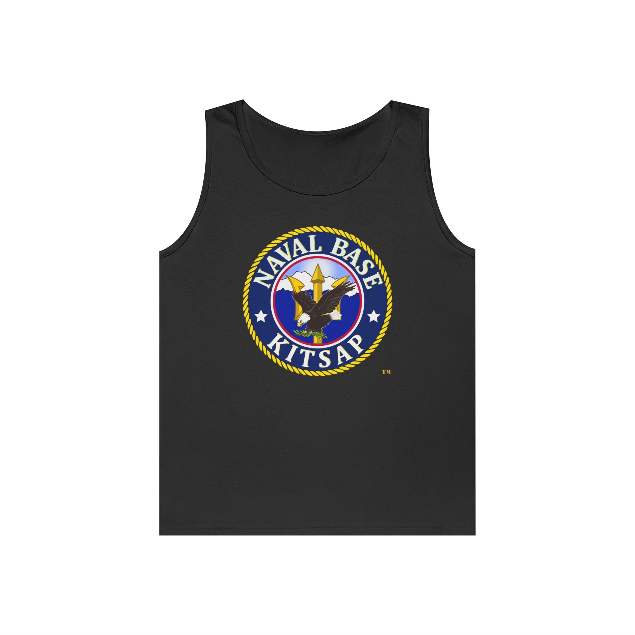 Unisex Heavy Cotton Tank Top - Navy - Naval Base Kitsap wo txt