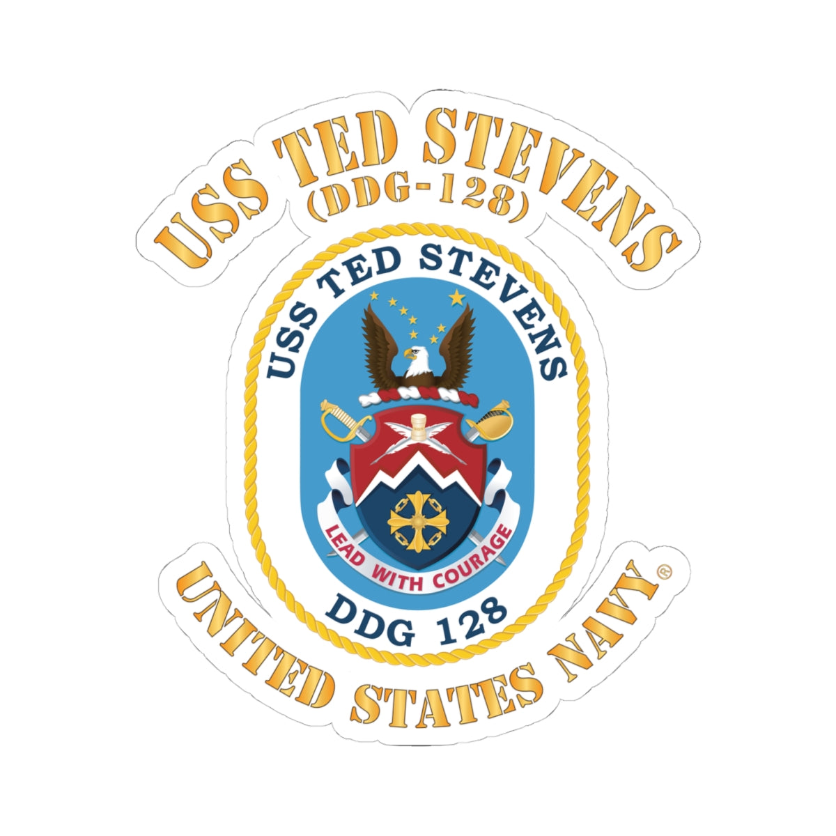 Kiss-Cut Stickers - Navy - USS Ted Stevens (DDG-128)