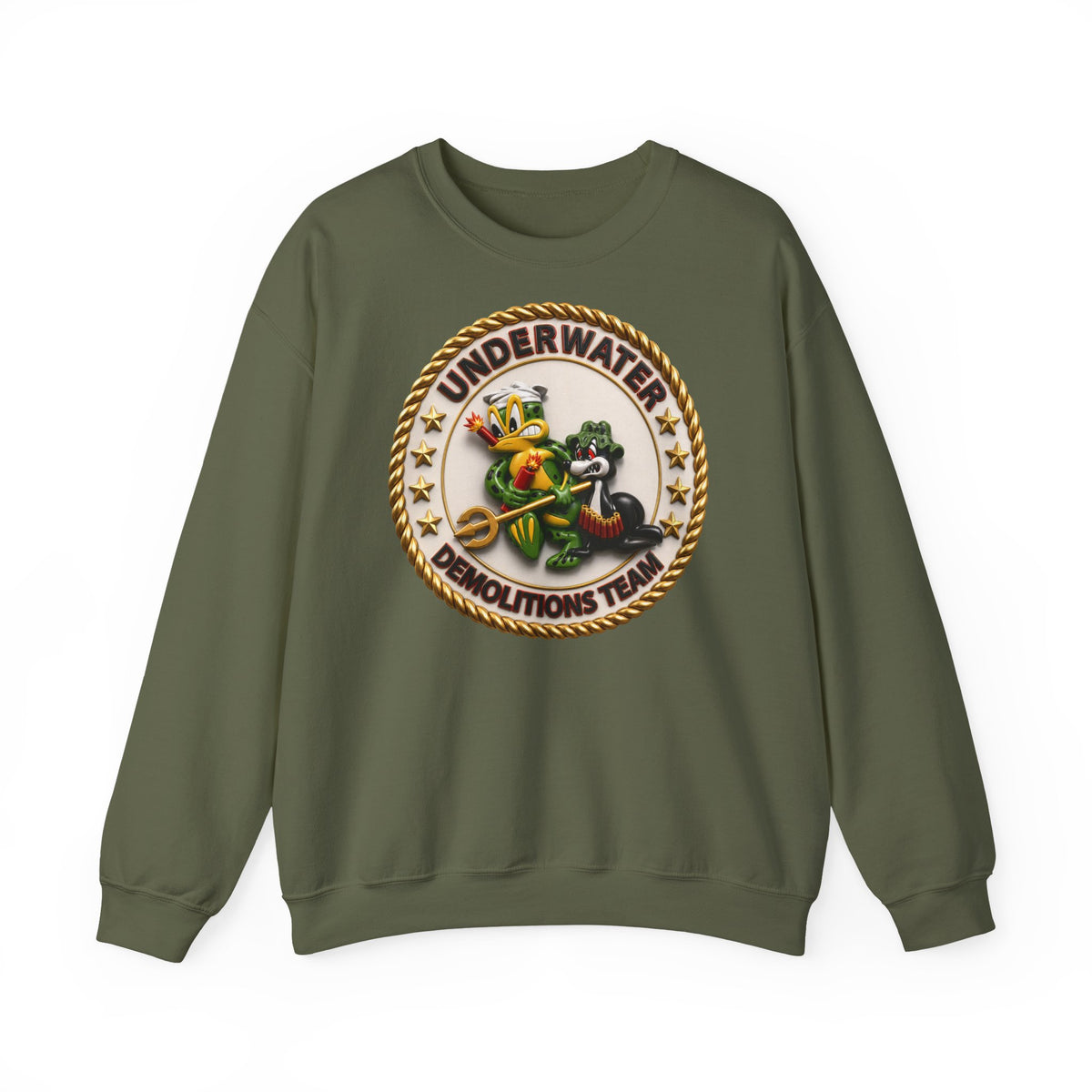 Unisex Heavy Blend™ Crewneck Sweatshirt - Navy - SOF - Underwater Demolitions Team - Sammy - Freddie - 3D - Enhanced