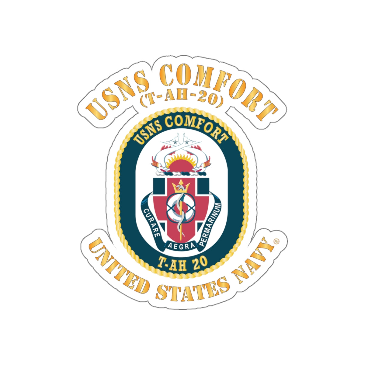 Die-Cut Vinyl Sticker - Navy - USNS Comfort (T-AH-20)