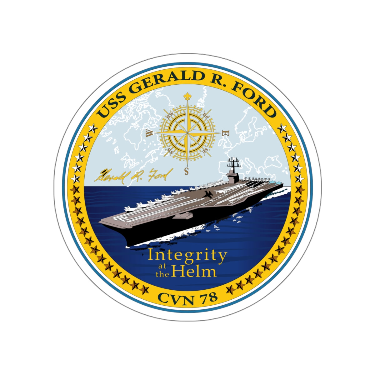 Die-Cut Vinyl Sticker - Navy - USS Gerald R. Ford (CVN-78) wo txt