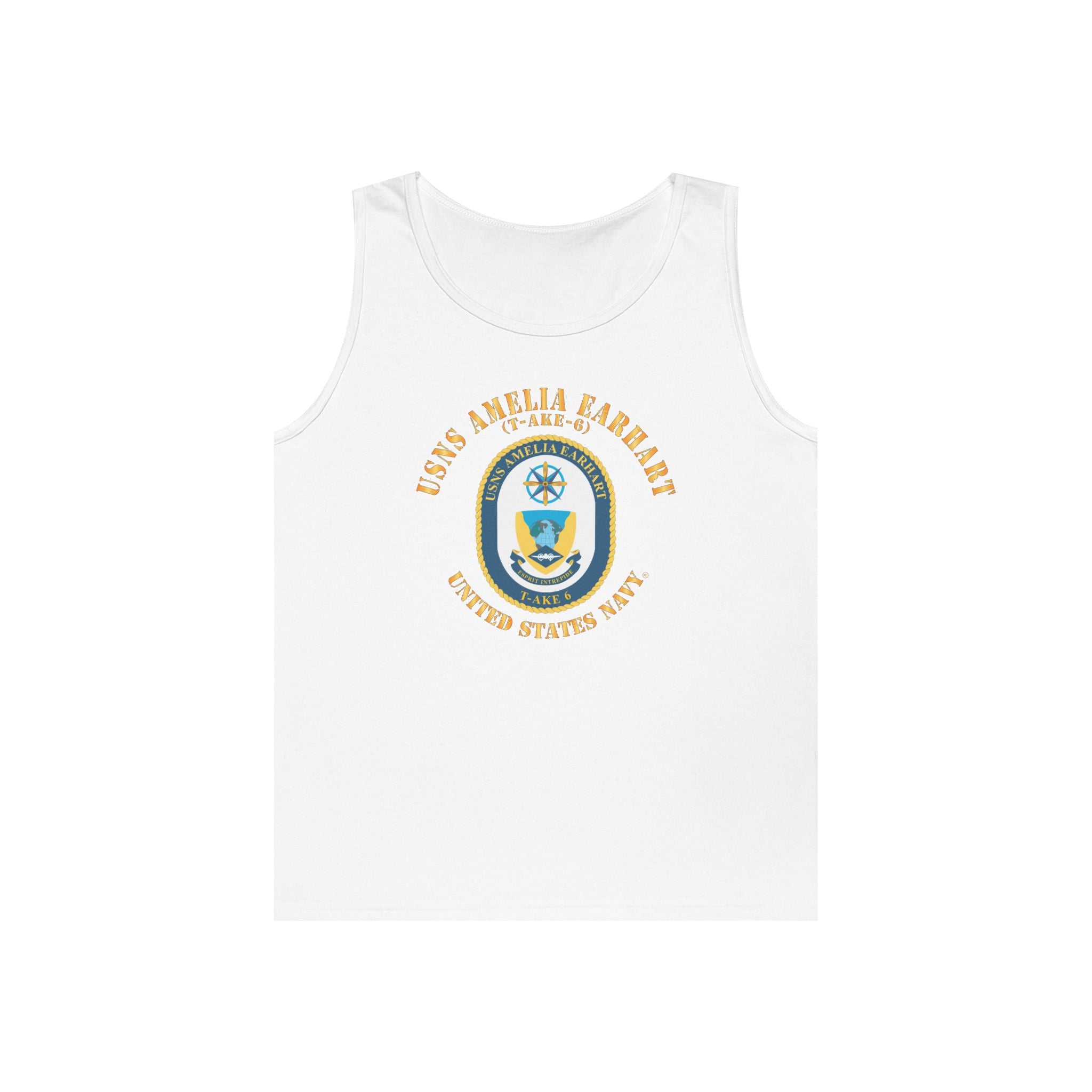 Unisex Heavy Cotton Tank Top - Navy - USNS Amelia Earhart (T-AKE 6)