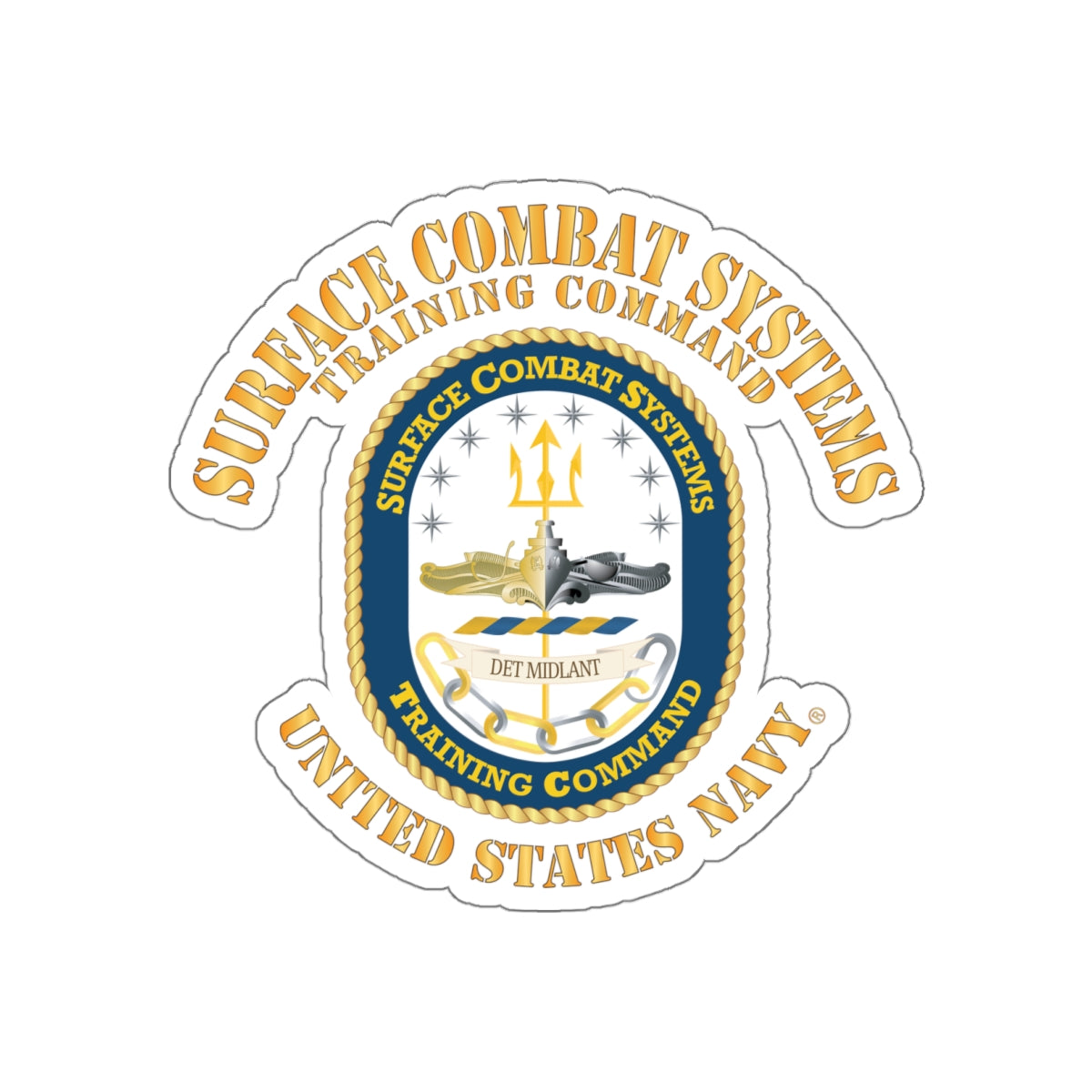Die-Cut Vinyl Sticker - Navy - Surface Combat Systems Training Command - DET MIDLANT