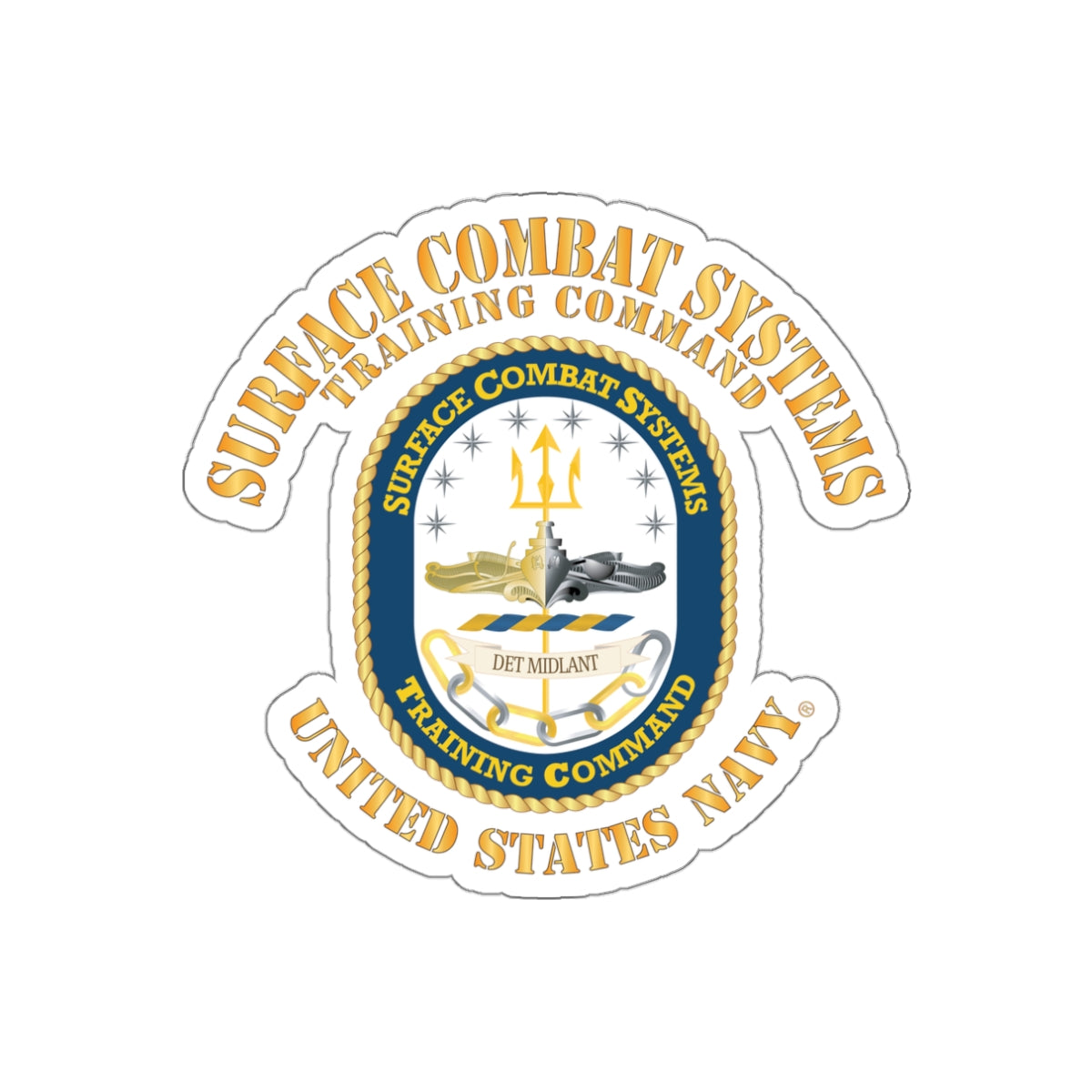 Die-Cut Vinyl Sticker - Navy - Surface Combat Systems Training Command - DET MIDLANT