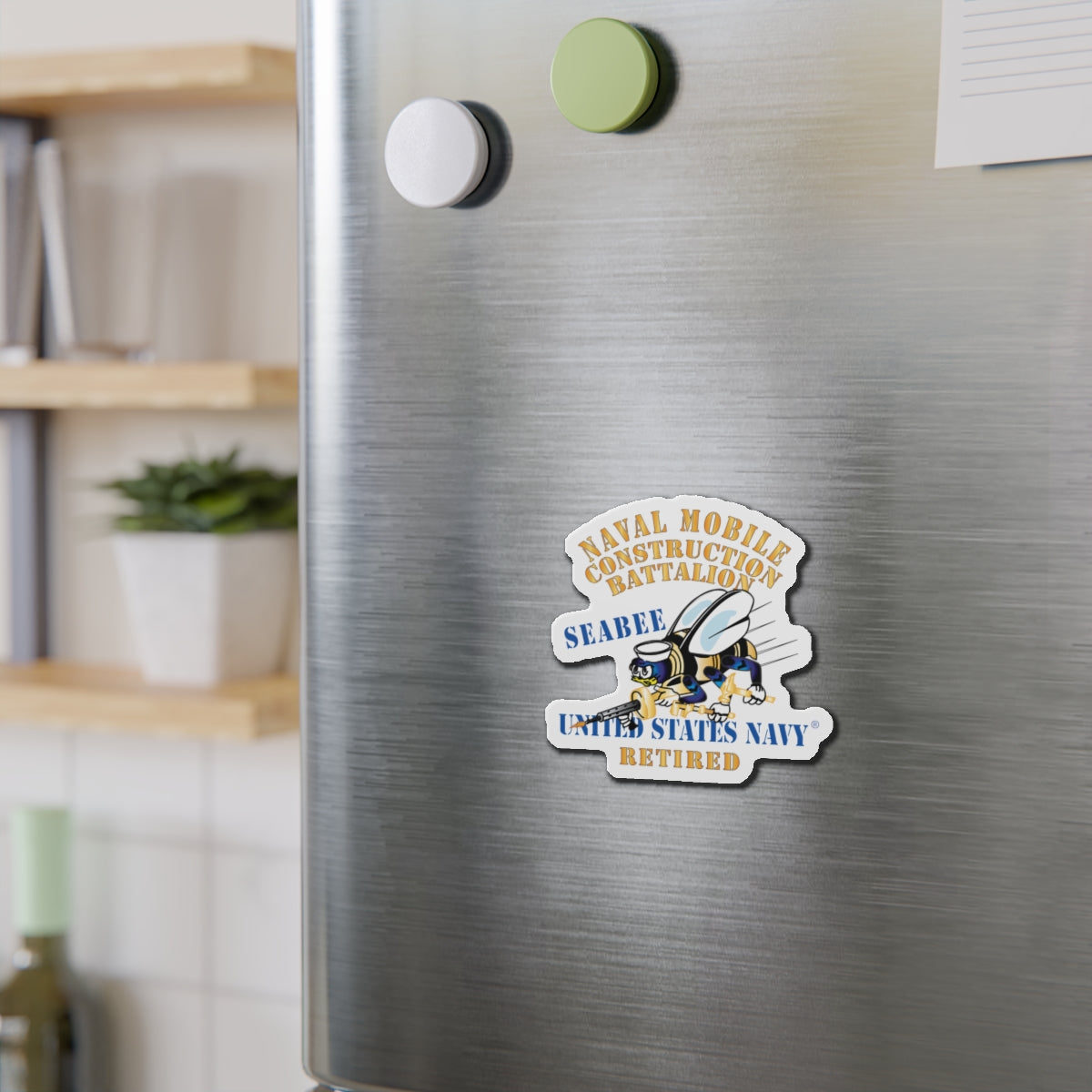 Die-Cut Magnet - Navy - Seabee - Retired