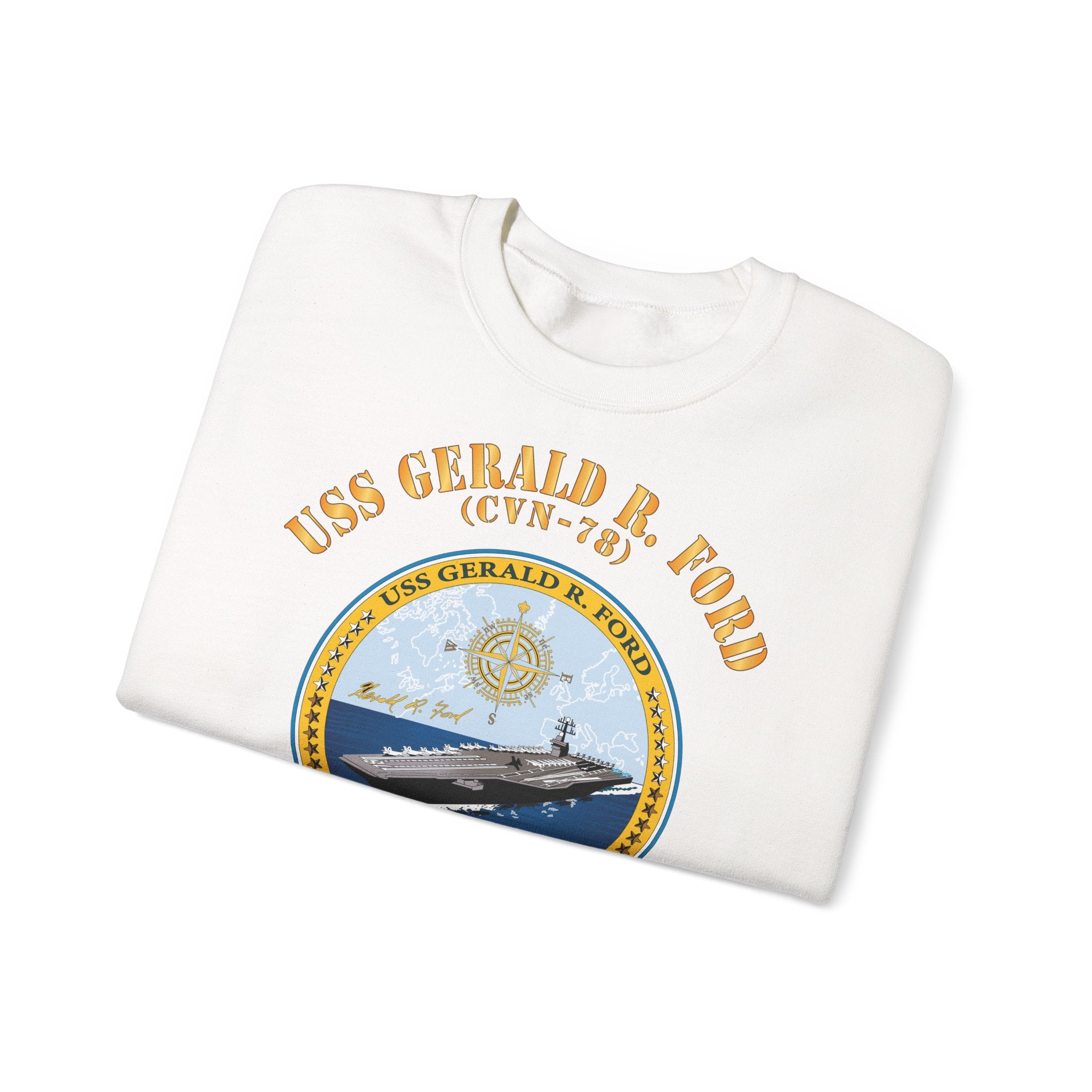 Unisex Heavy Blend™ Crewneck Sweatshirt - Navy - USS Gerald R. Ford (CVN-78)