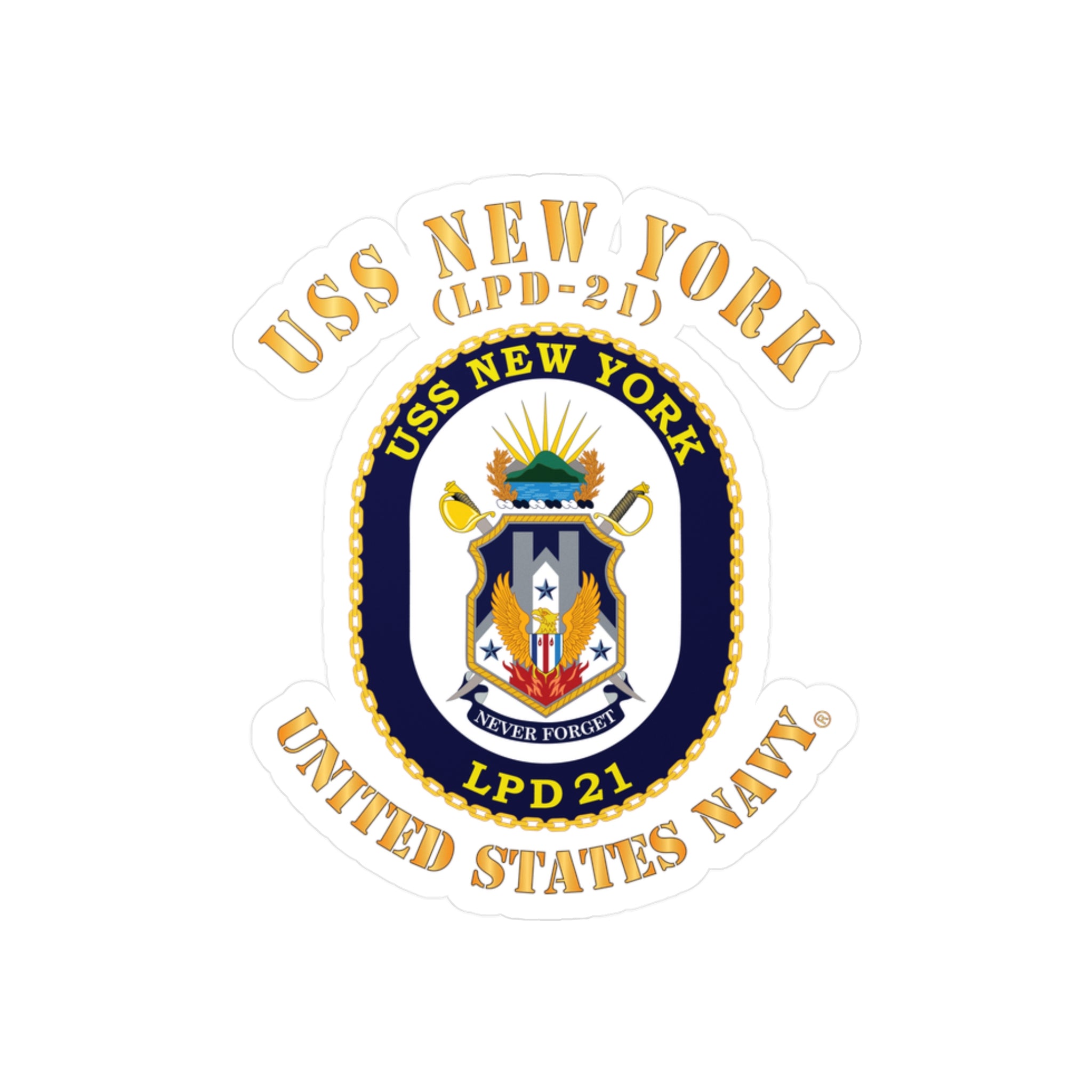 Kiss-Cut Vinyl Decal - Navy - USS New York (LPD-21) X 300