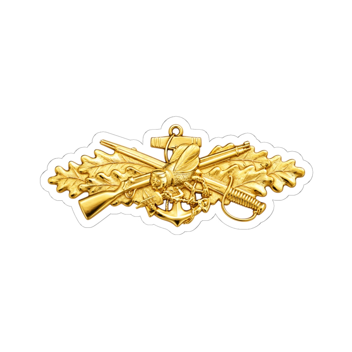 Kiss-Cut Stickers - Navy - Badge - Seabee combat warfare specialist wo txt - Officer - 3D - Enhanced