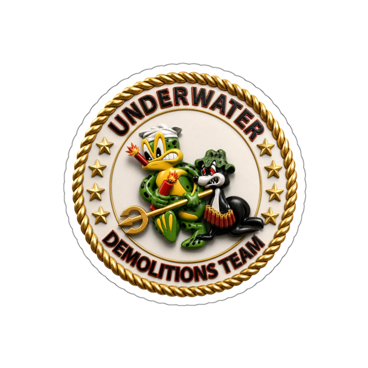 Die-Cut Vinyl Sticker - Navy - SOF - Underwater Demolitions Team - Sammy - Freddie - 3D - Enhanced