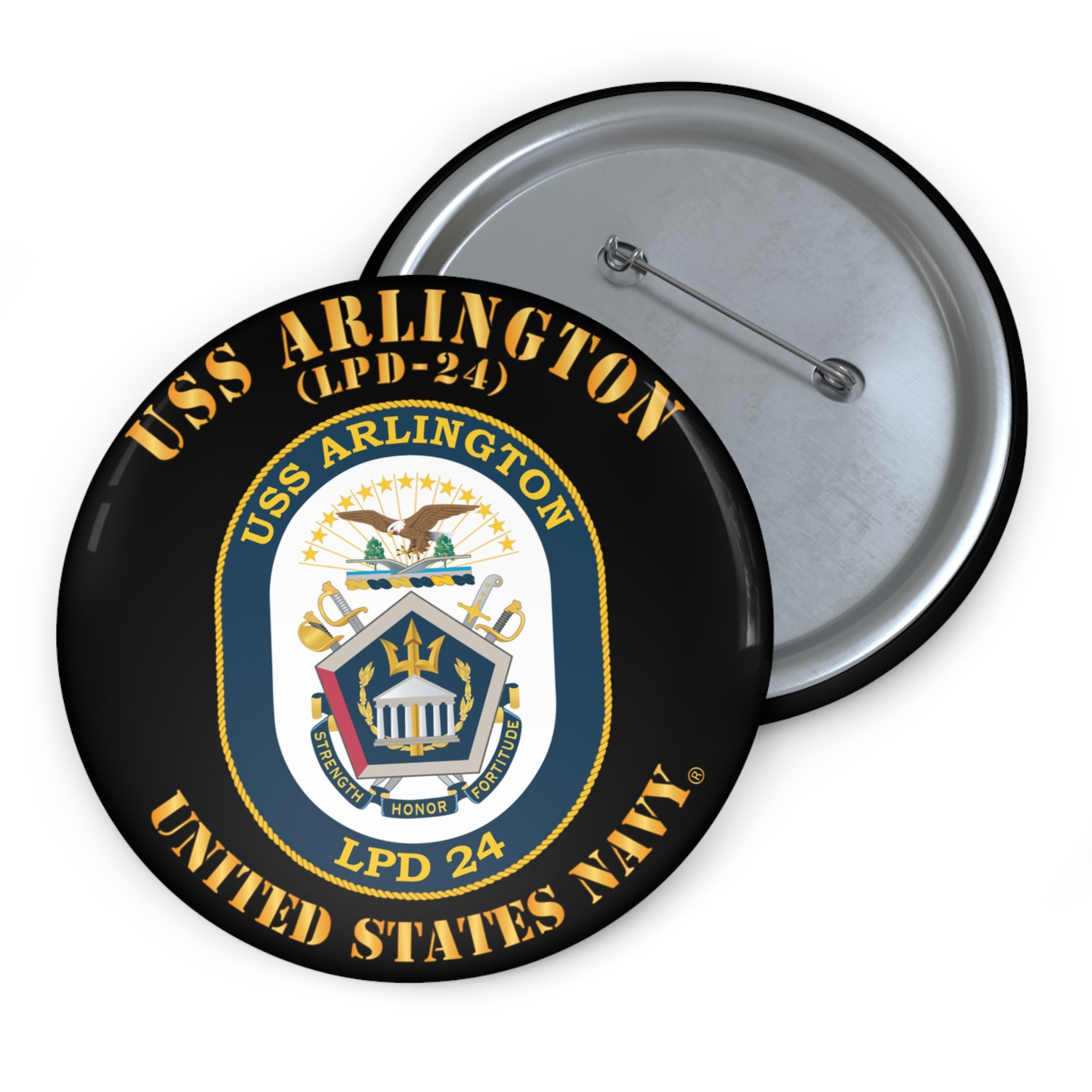 Custom Pin Button - Navy - USS Cleveland (LCS-31) wo txt