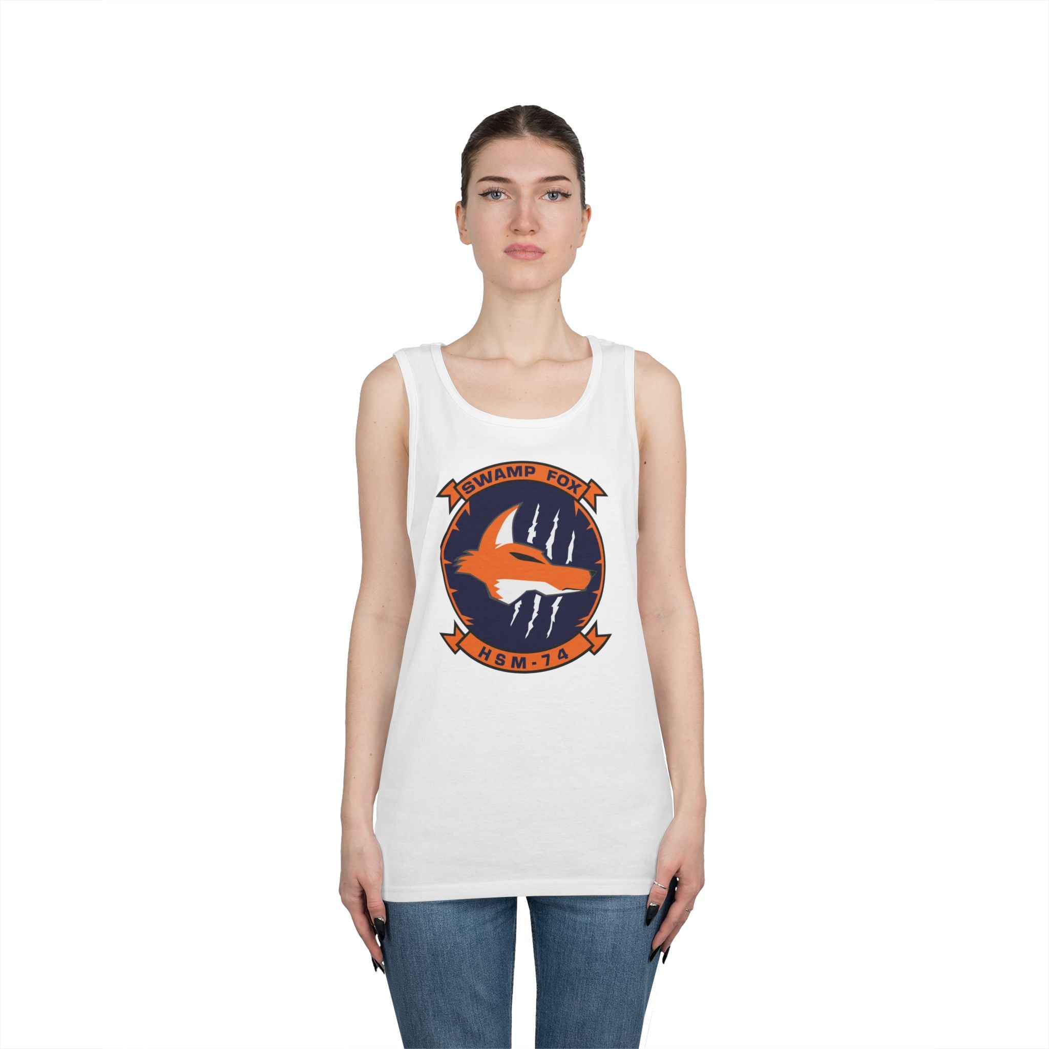 Unisex Heavy Cotton Tank Top - Navy - Helicopter Maritime Strike Seven Four (HSM-74) wo txt