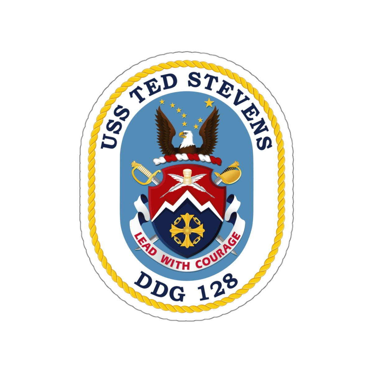 Die-Cut Vinyl Sticker - Navy - USS Ted Stevens (DDG-128) wo txt