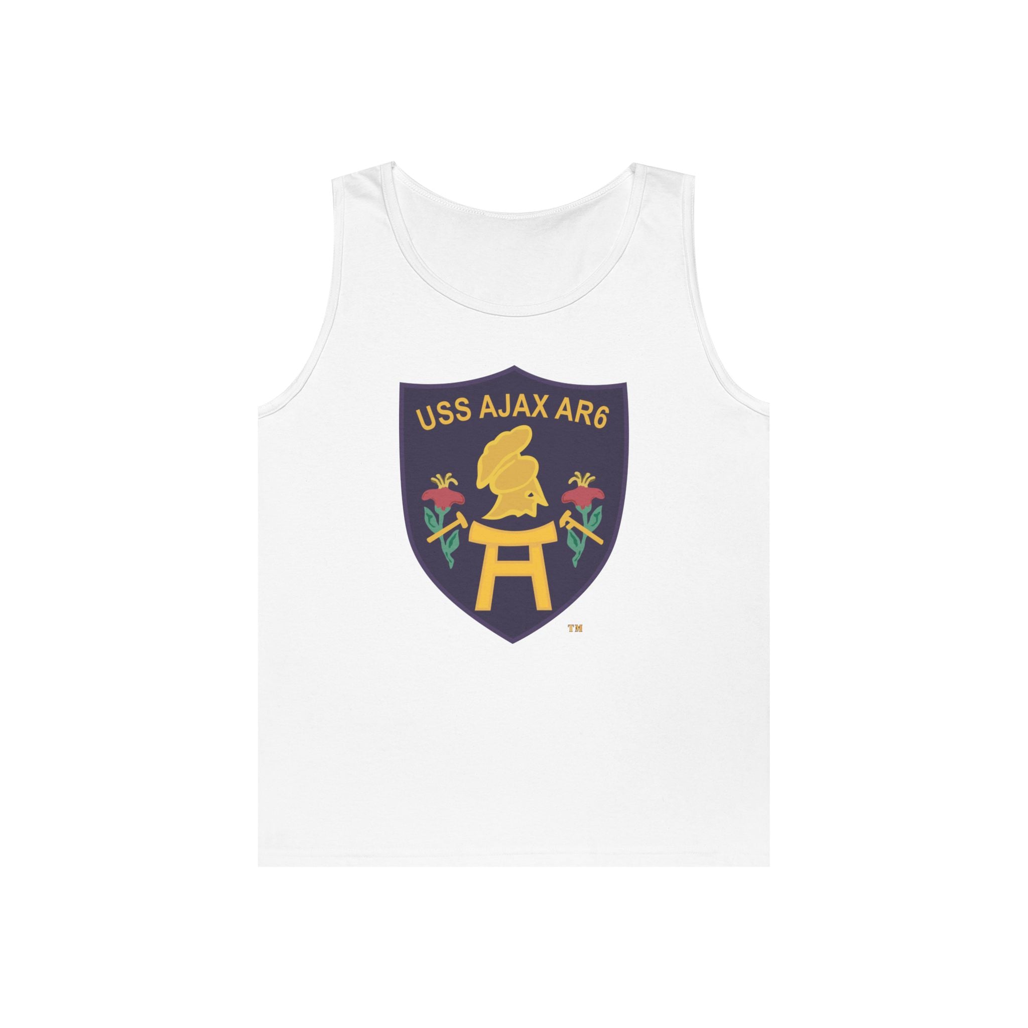 Unisex Heavy Cotton Tank Top - Navy - USS Ajax (AR-6) wo txt