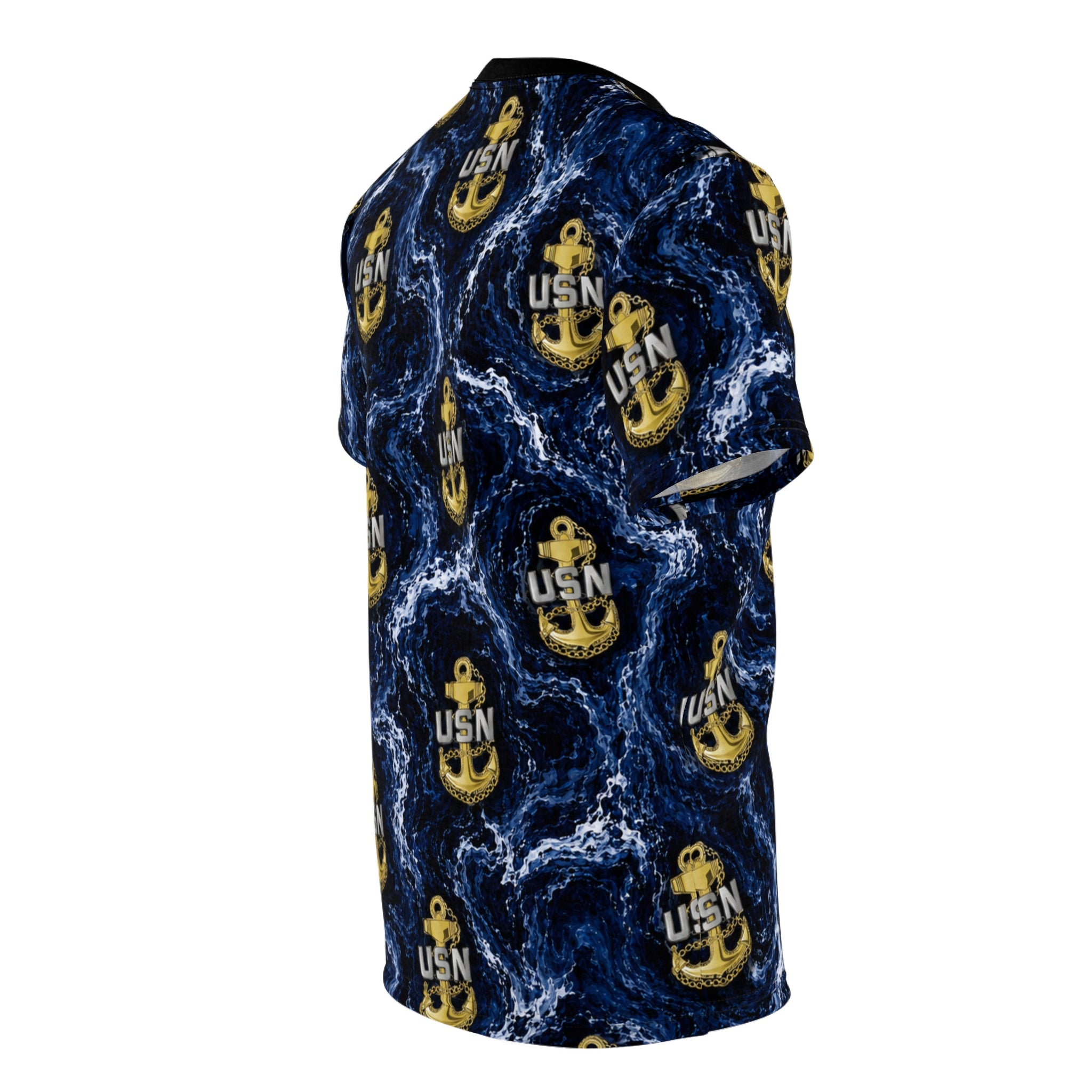 USN Anchor All-Over Print Tee — Navy Wave Military Shirt