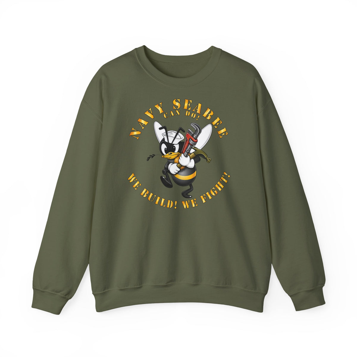 Unisex Heavy Blend™ Crewneck Sweatshirt - Navy - Navy SeaBee - w Wrench and Hammer X 300