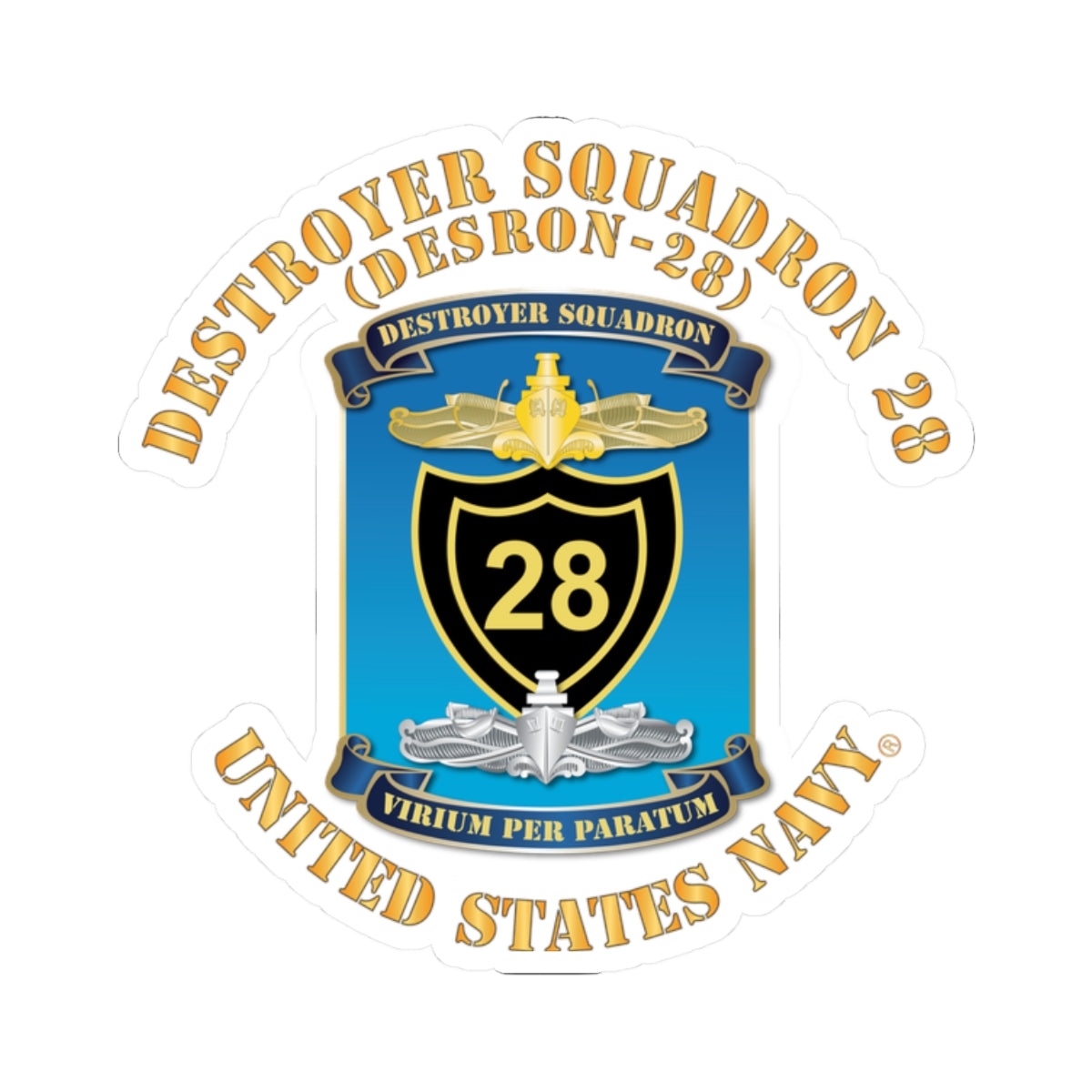 Kiss-Cut Stickers - Navy - Destroyer Squadron 28 (DESRON-28)