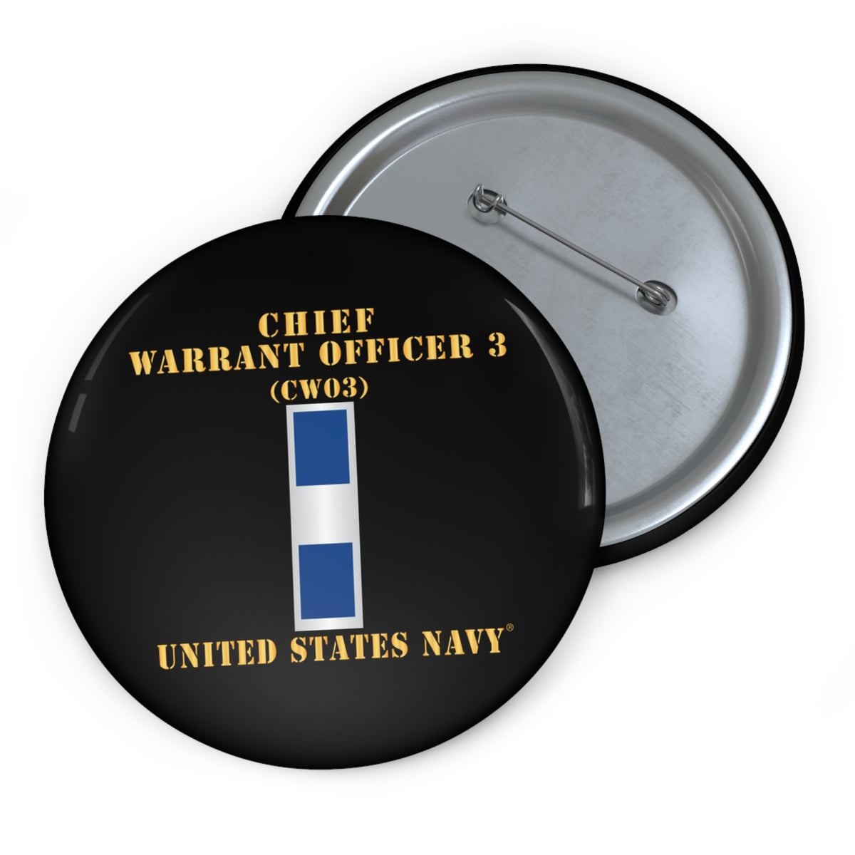 Custom Pin Button - Navy - Chief Warrant Officer 3 - CW03