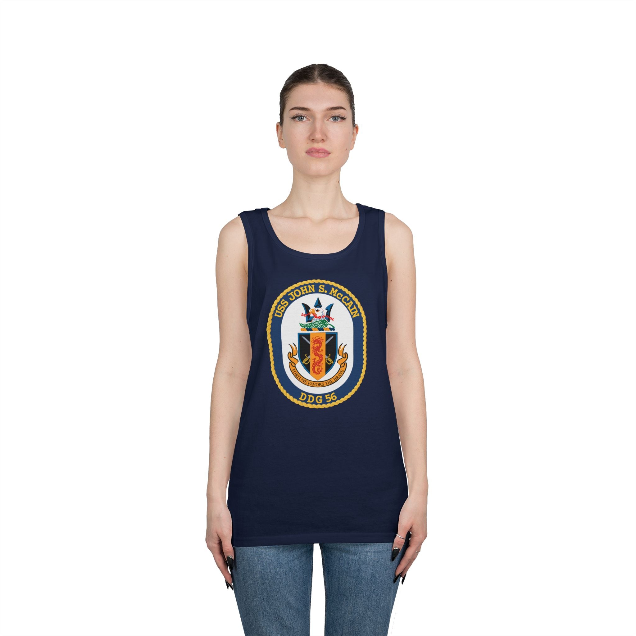 Unisex Heavy Cotton Tank Top - Navy - USS John S. McCain (DDG-56) wo txt