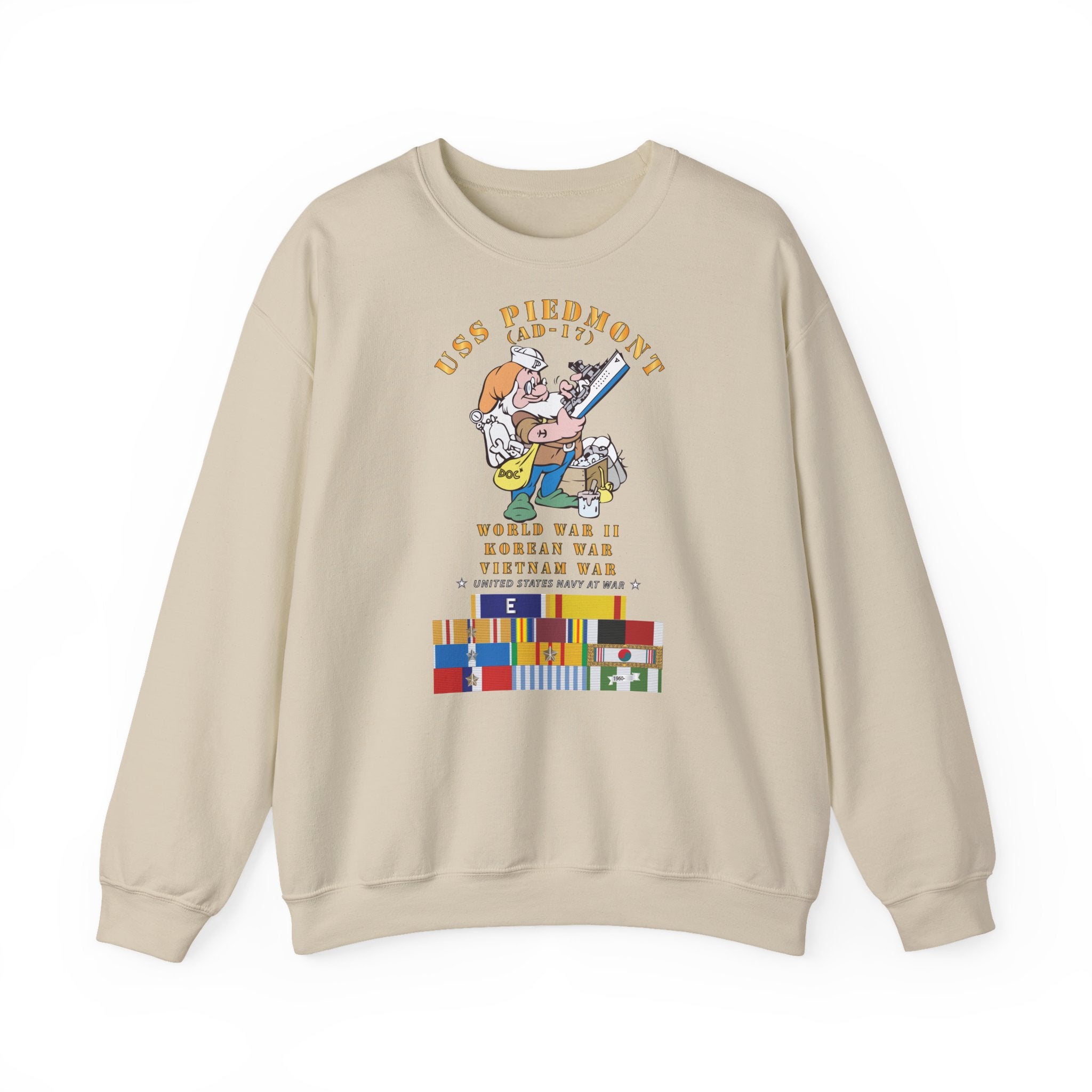 Unisex Heavy Blend™ Crewneck Sweatshirt - Navy - USS Piedmont (AD-17) w WWII - KOREA - VN SVC