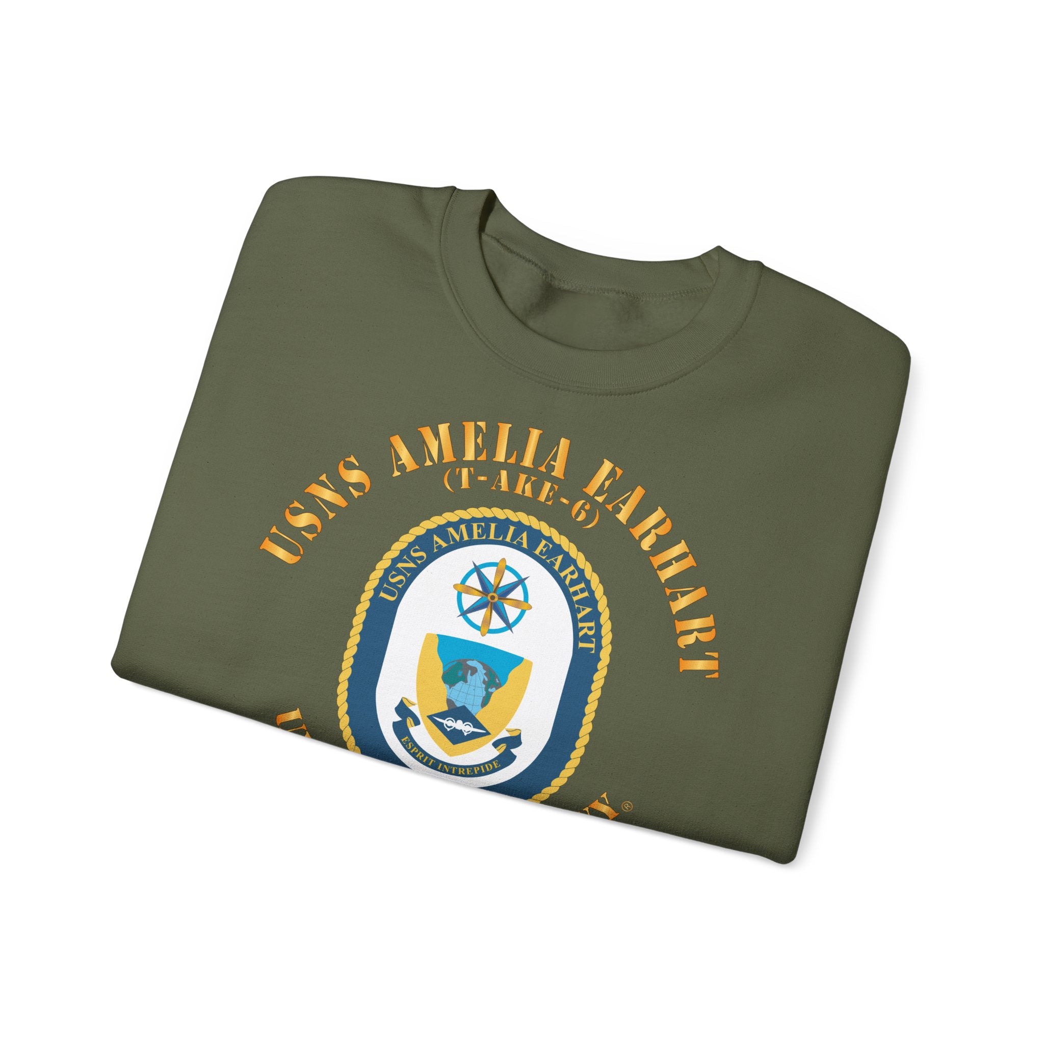 Unisex Heavy Blend™ Crewneck Sweatshirt - Navy - USNS Amelia Earhart (T-AKE 6)