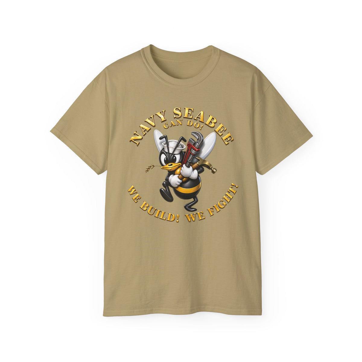 Unisex Ultra Cotton T-Shirt - Navy - Navy SeaBee - w Wrench and Hammer - 3D - Enhanced X 300