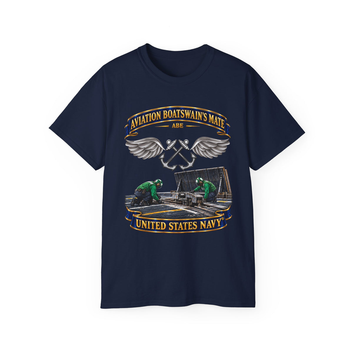 Unisex Ultra Cotton T-Shirt - Navy - Rate - Aviation Boatswain's Mate (ABE) - with Scene - 3D - Enhanced