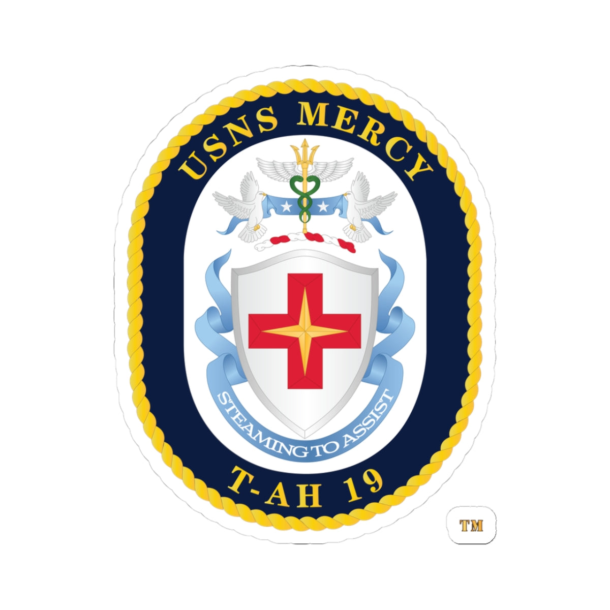 Kiss-Cut Stickers - Navy - USNS Mercy (T-AH-19) - Crest wo Txt
