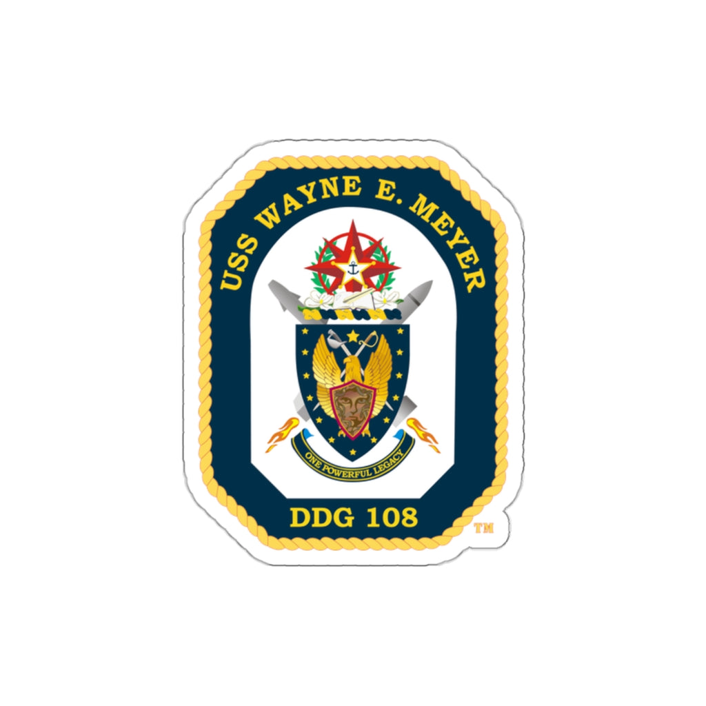 Die-Cut Vinyl Sticker - Navy - USS Wayne E. Meyer (DDG-108) wo txt X 300