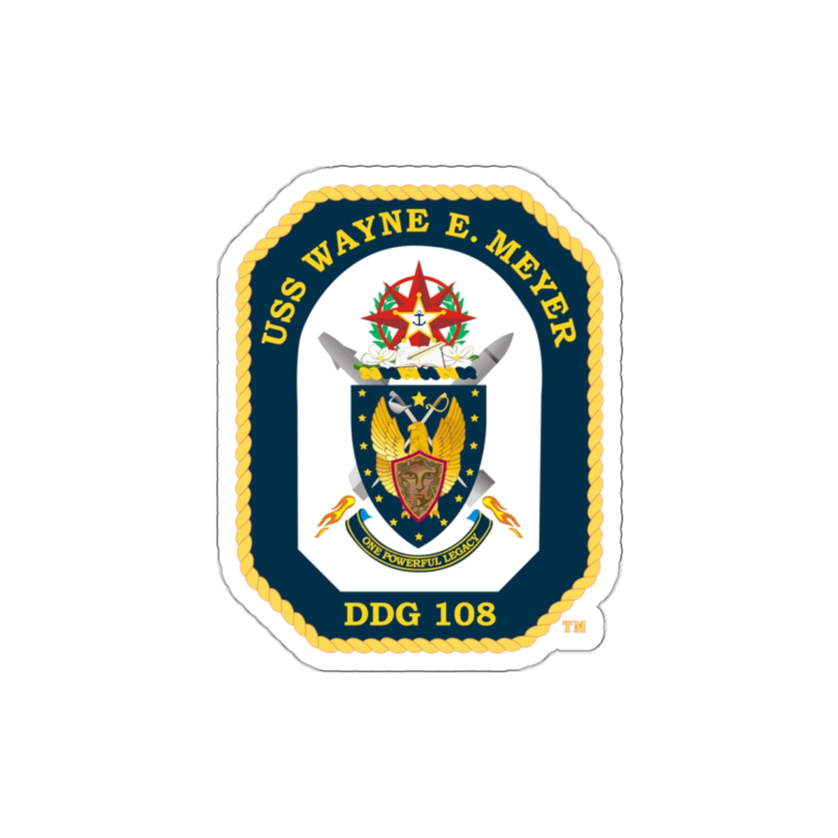 Die-Cut Vinyl Sticker - Navy - USS Wayne E. Meyer (DDG-108) wo txt X 300