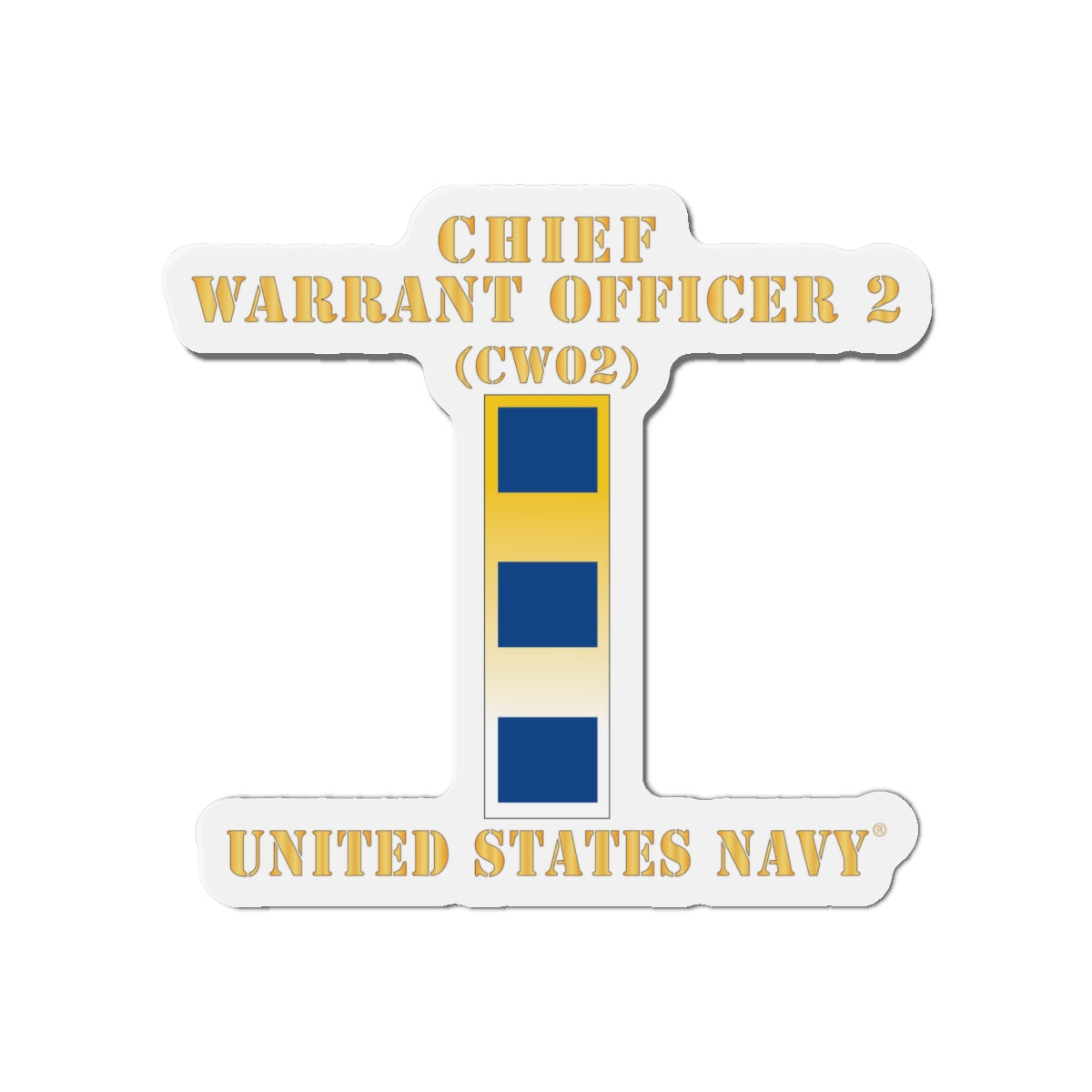 Die-Cut Magnet - Navy - Chief Warrant Officer 2 - CW02