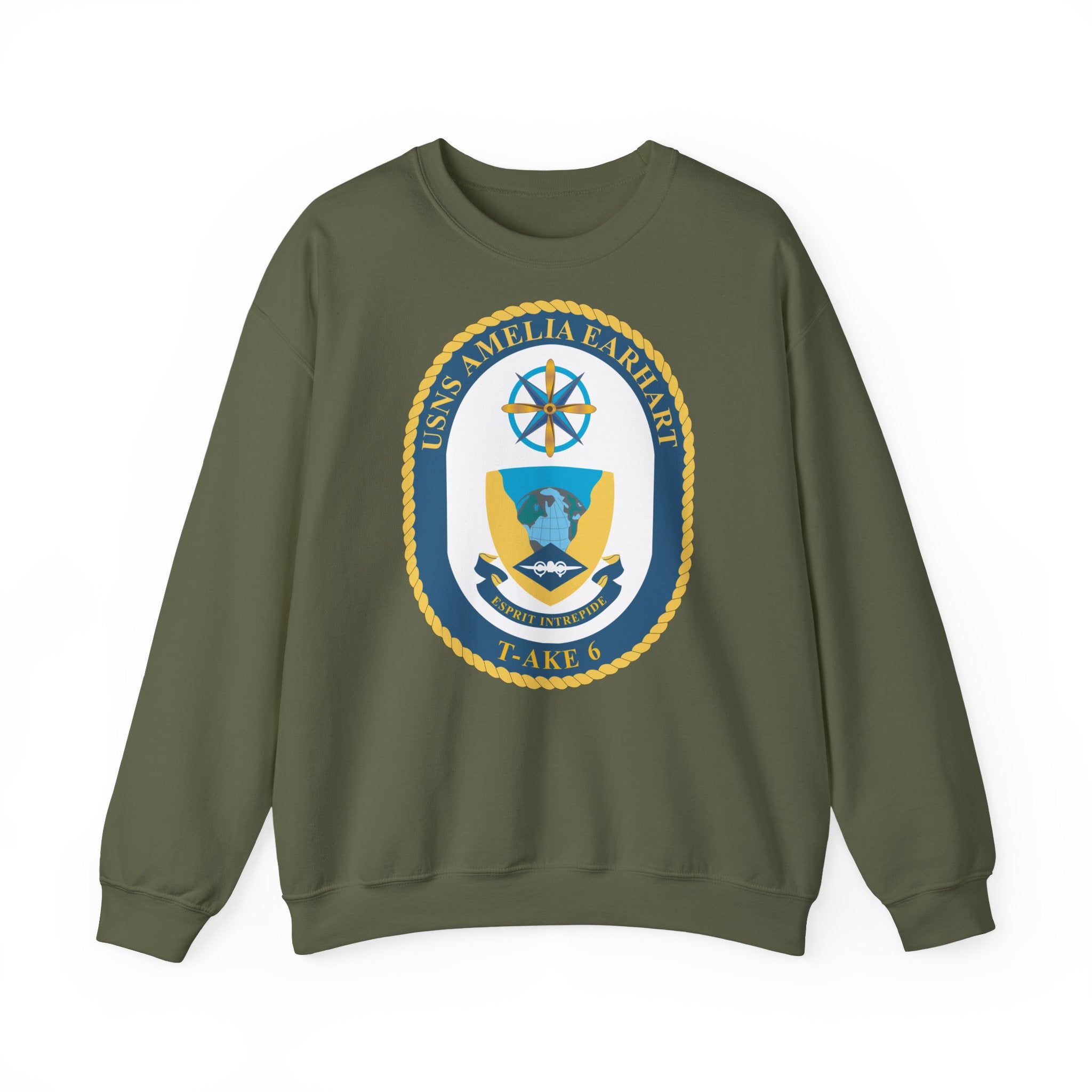 Unisex Heavy Blend™ Crewneck Sweatshirt - Navy - USNS Amelia Earhart (T-AKE 6) wo txt