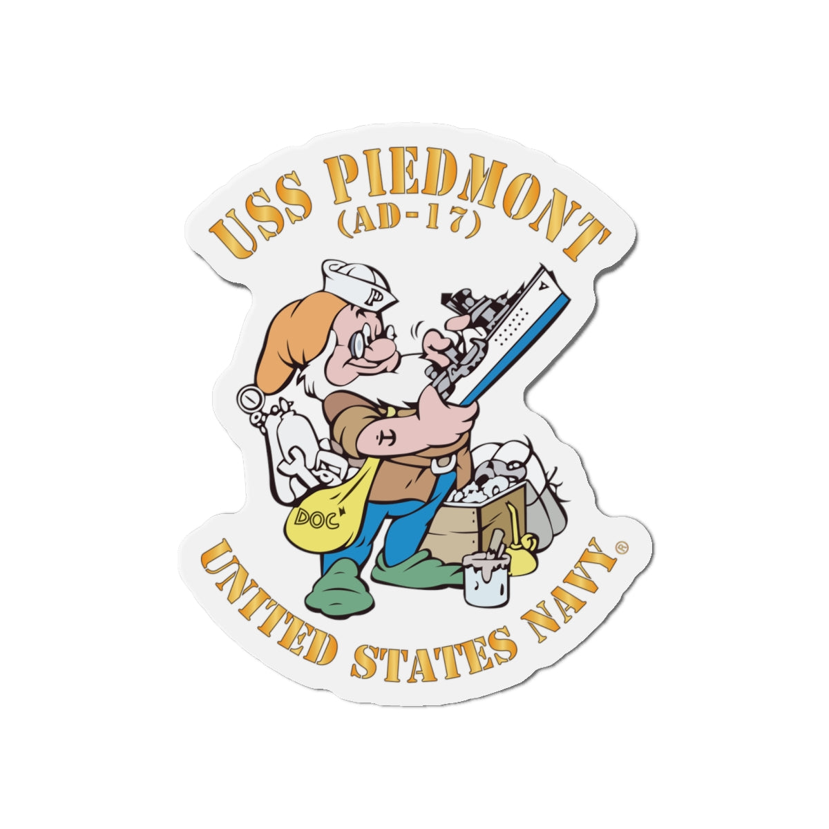 Die-Cut Magnet - Navy - USS Piedmont (AD-17)