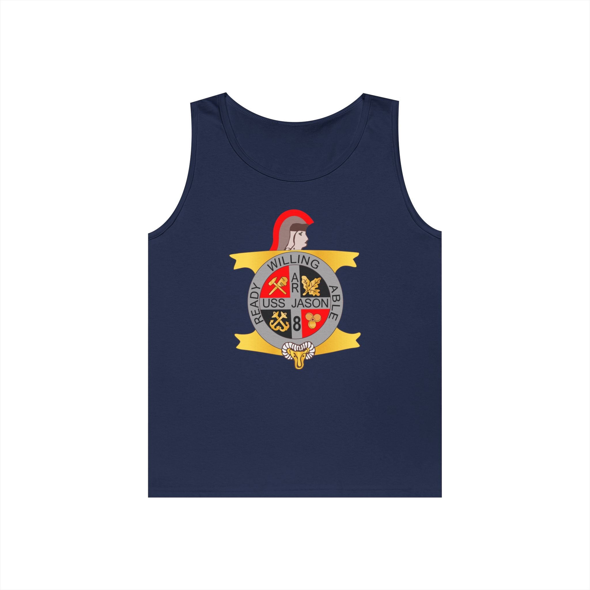 Unisex Heavy Cotton Tank Top - Navy - USS Jason (AR-8) wo Txt