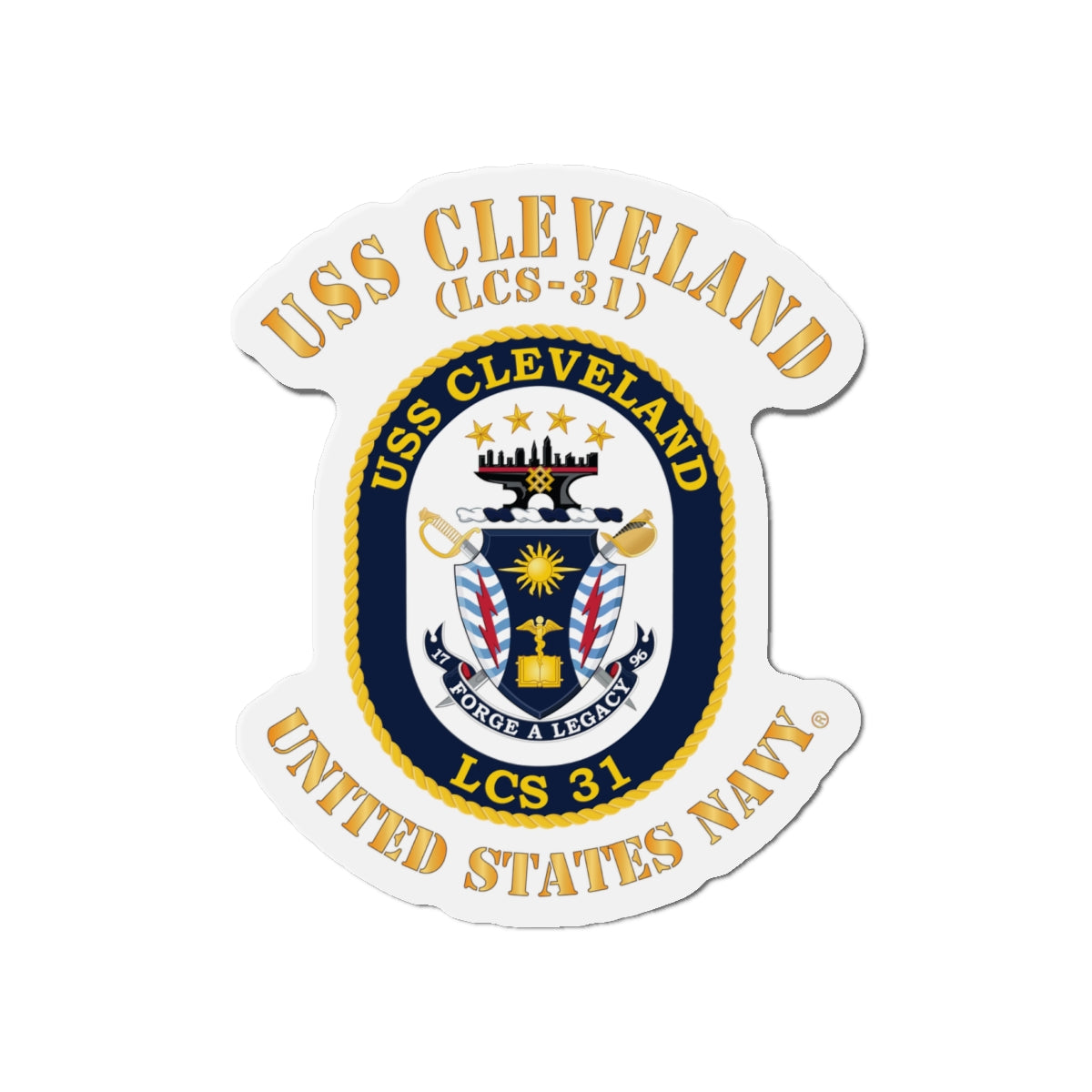 Die-Cut Magnet - Navy - USS Cleveland (LCS-31)