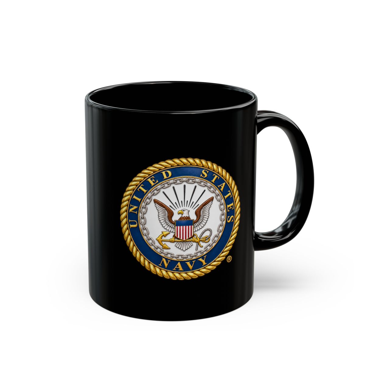 Black Mug (11oz, 15oz) - United States Navy Seal - Emblem - 3D - Enhanced