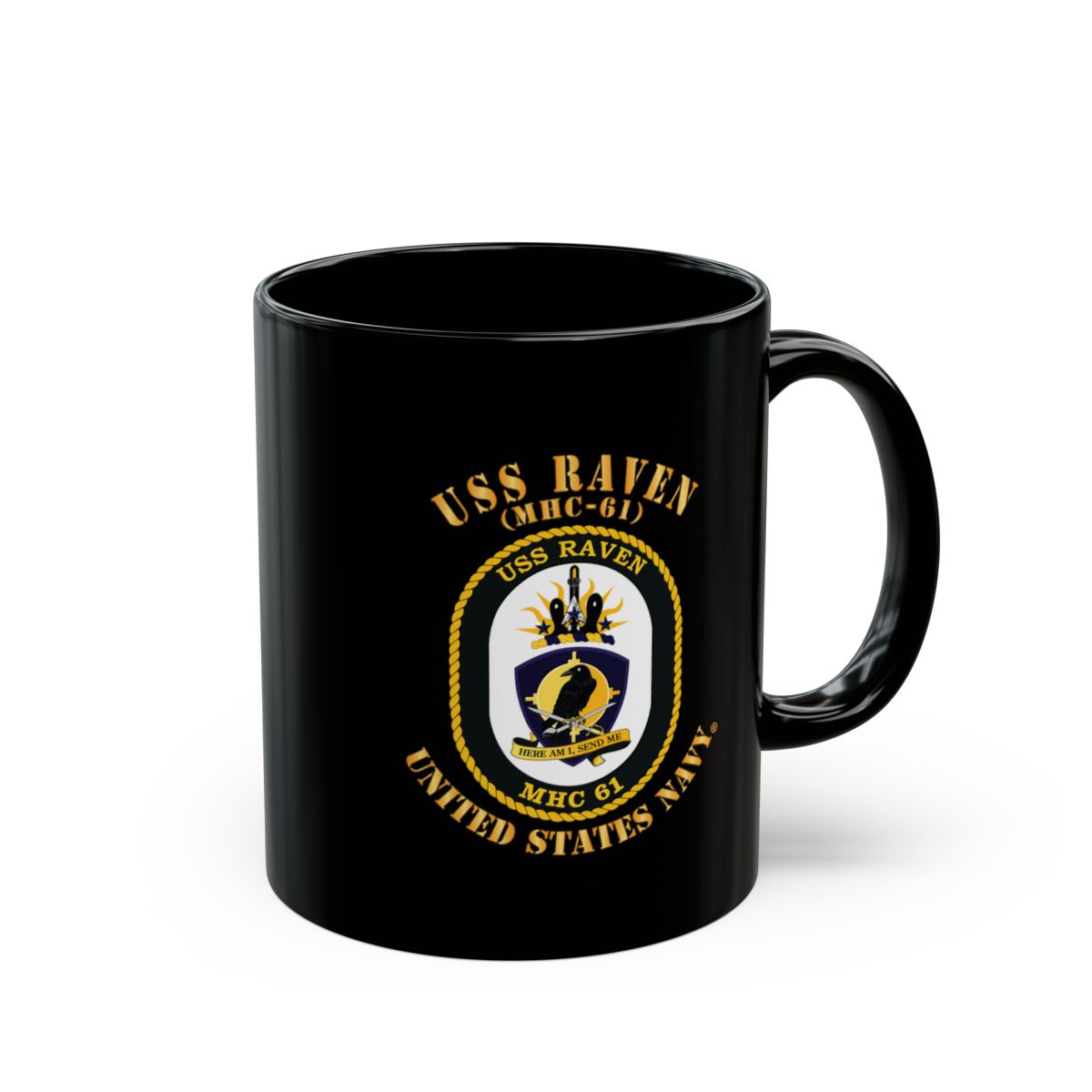 Black Mug (11oz, 15oz) - Navy - USS Raven (MHC-61)