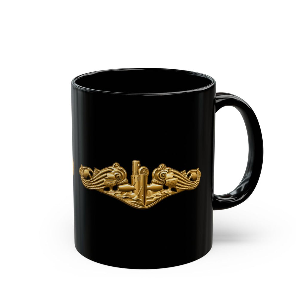 Black Mug (11oz, 15oz) - Navy - Badge - Submarine Warfare wo txt - Officer - 3D - Enhanced