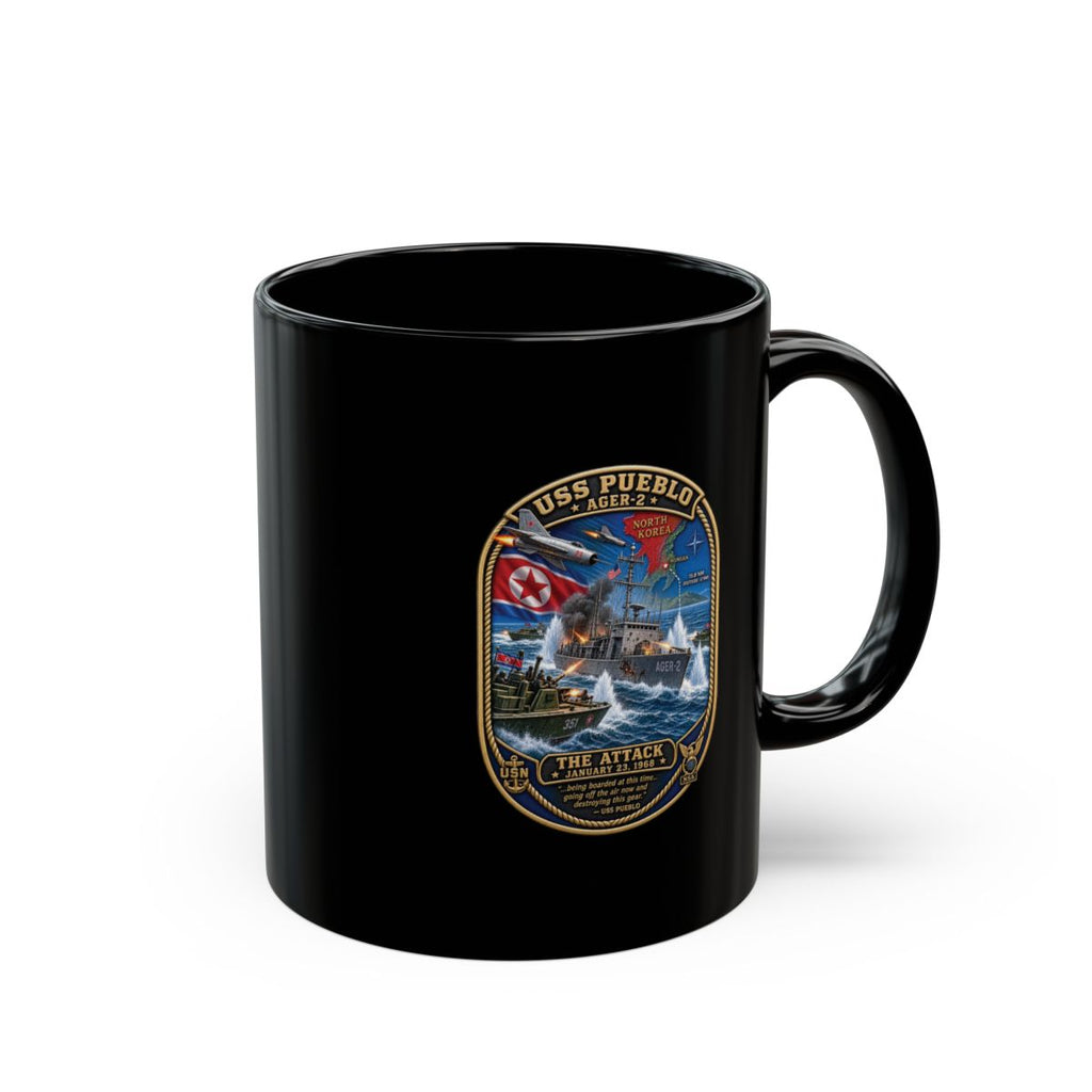 Black Mug (11oz, 15oz) - USS Pueblo Attack-Defense Commemorative Patch