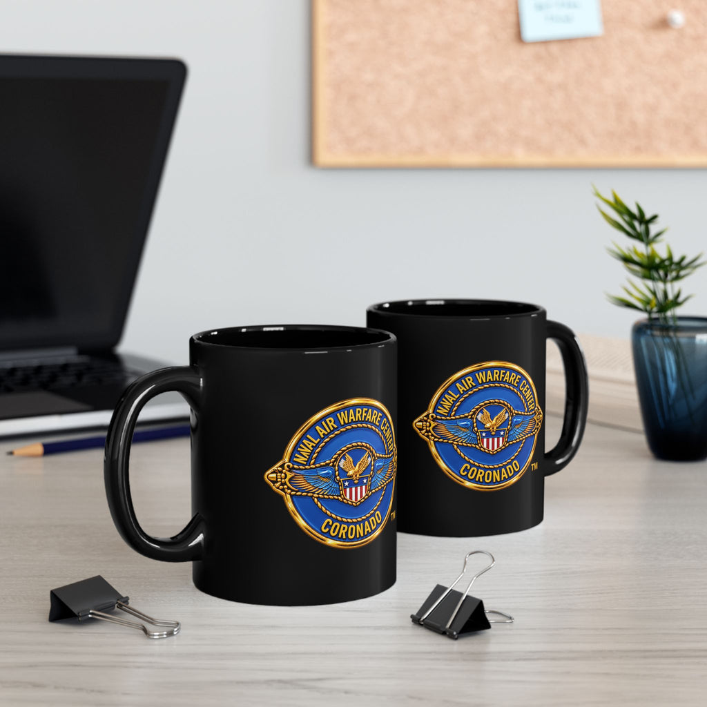 Black Mug (11oz, 15oz) - Navy - Naval Air Warfare Center - Coronado - Crest - 3D - Enhanced