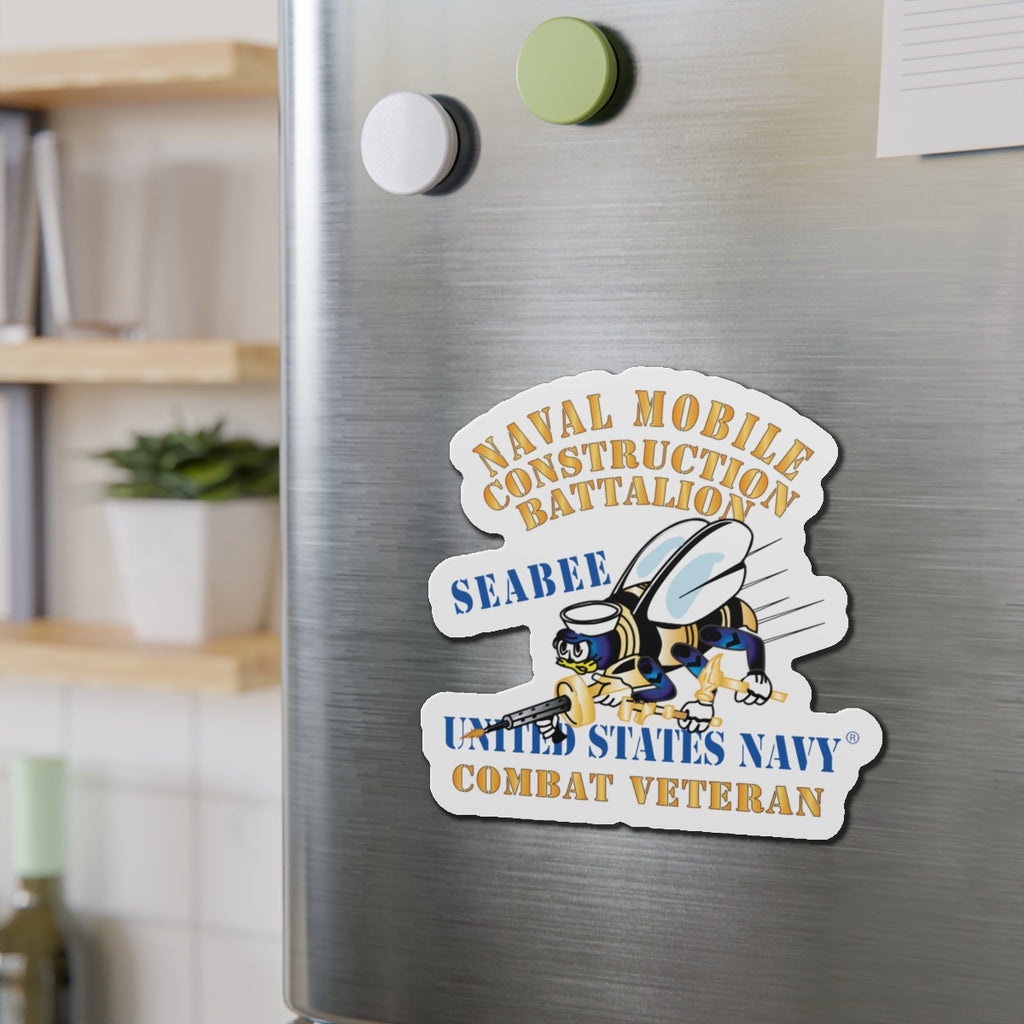 Die-Cut Magnet - Navy - Seabee - Combat Veteran