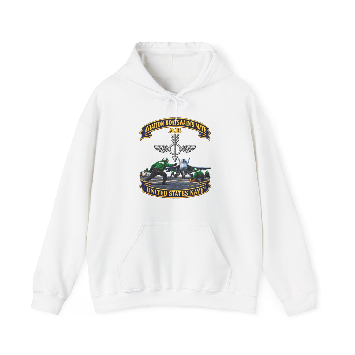 Unisex Heavy Blend™ Hoodies - Navy - Aviation Boatswains Mate Br with AC handler Scene - 3D - Enhanced