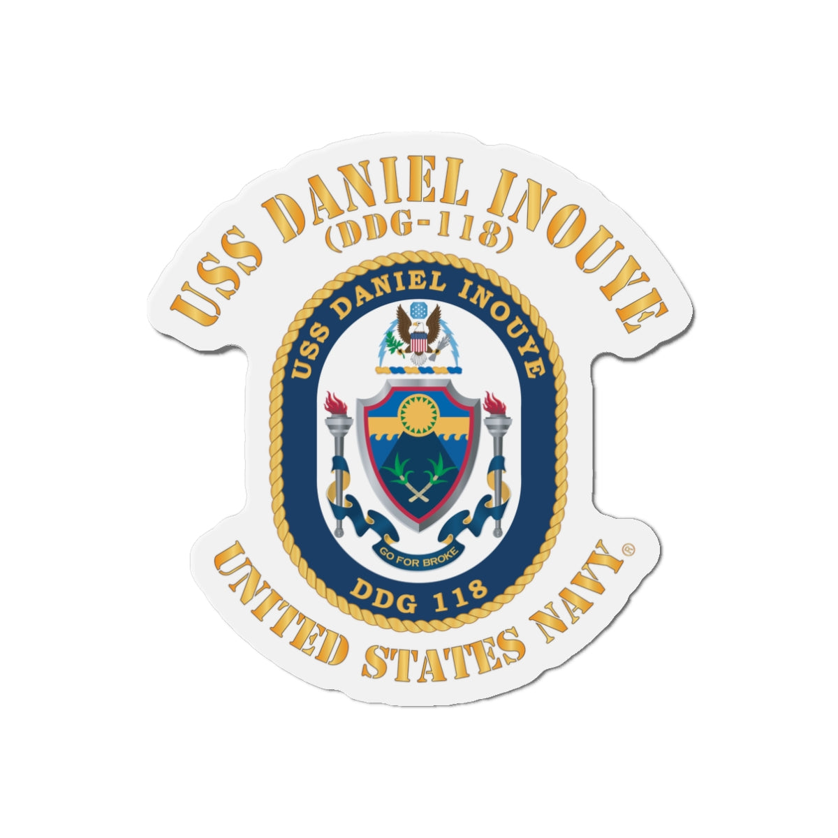 Die-Cut Magnet - Navy - USS Daniel Inouye (DDG-118)
