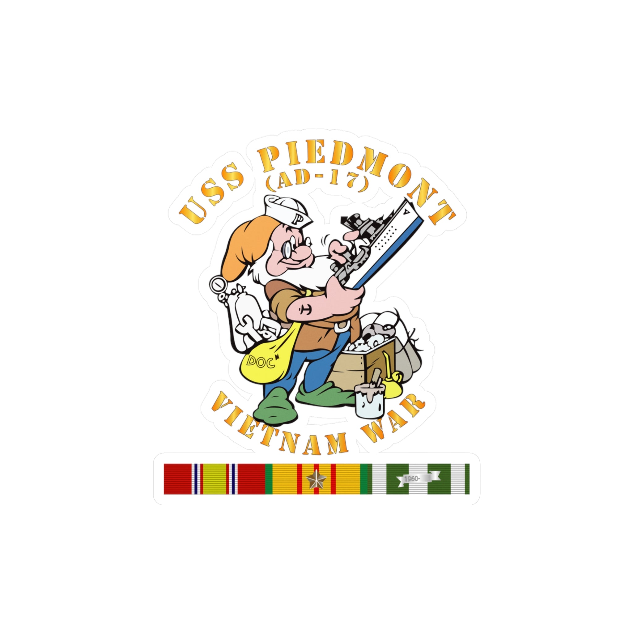 Kiss-Cut Vinyl Decal - Navy - USS Piedmont (AD-17) w VN SVC - Vietnam War