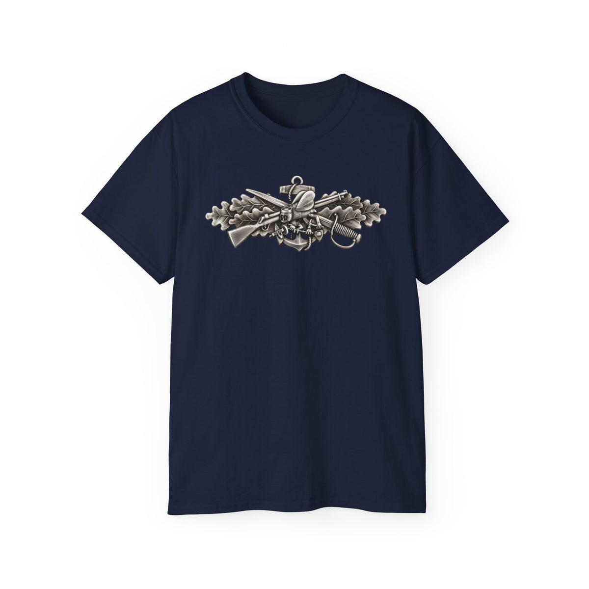 Unisex Ultra Cotton T-Shirt - Navy - Badge - Seabee combat warfare specialist wo txt - Enlisted - 3D - Enhanced