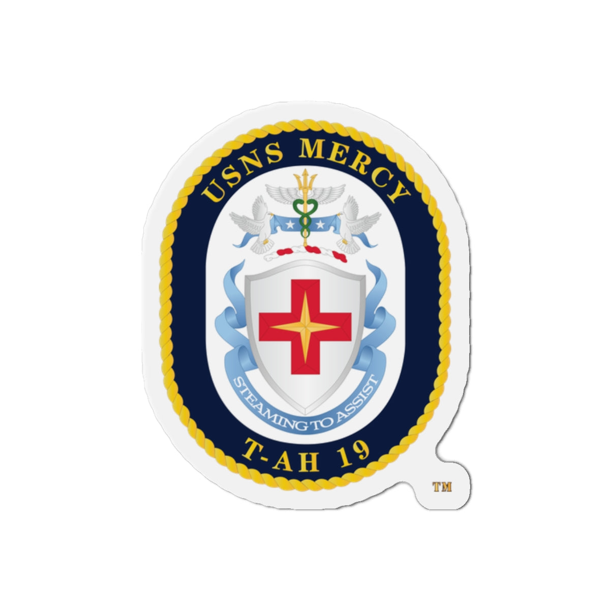 Die-Cut Magnet - Navy - USNS Mercy (T-AH-19) - Crest wo Txt